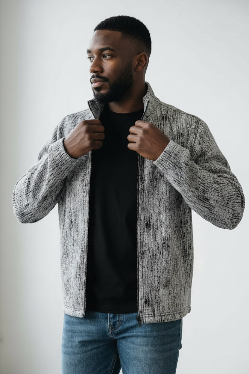 Marcello vertical textured zip cardigan