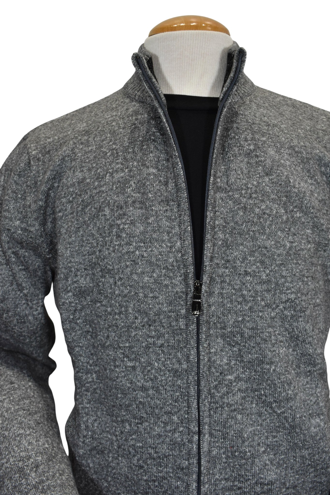 Marcello soft Italian merino wool melange gray cardigan