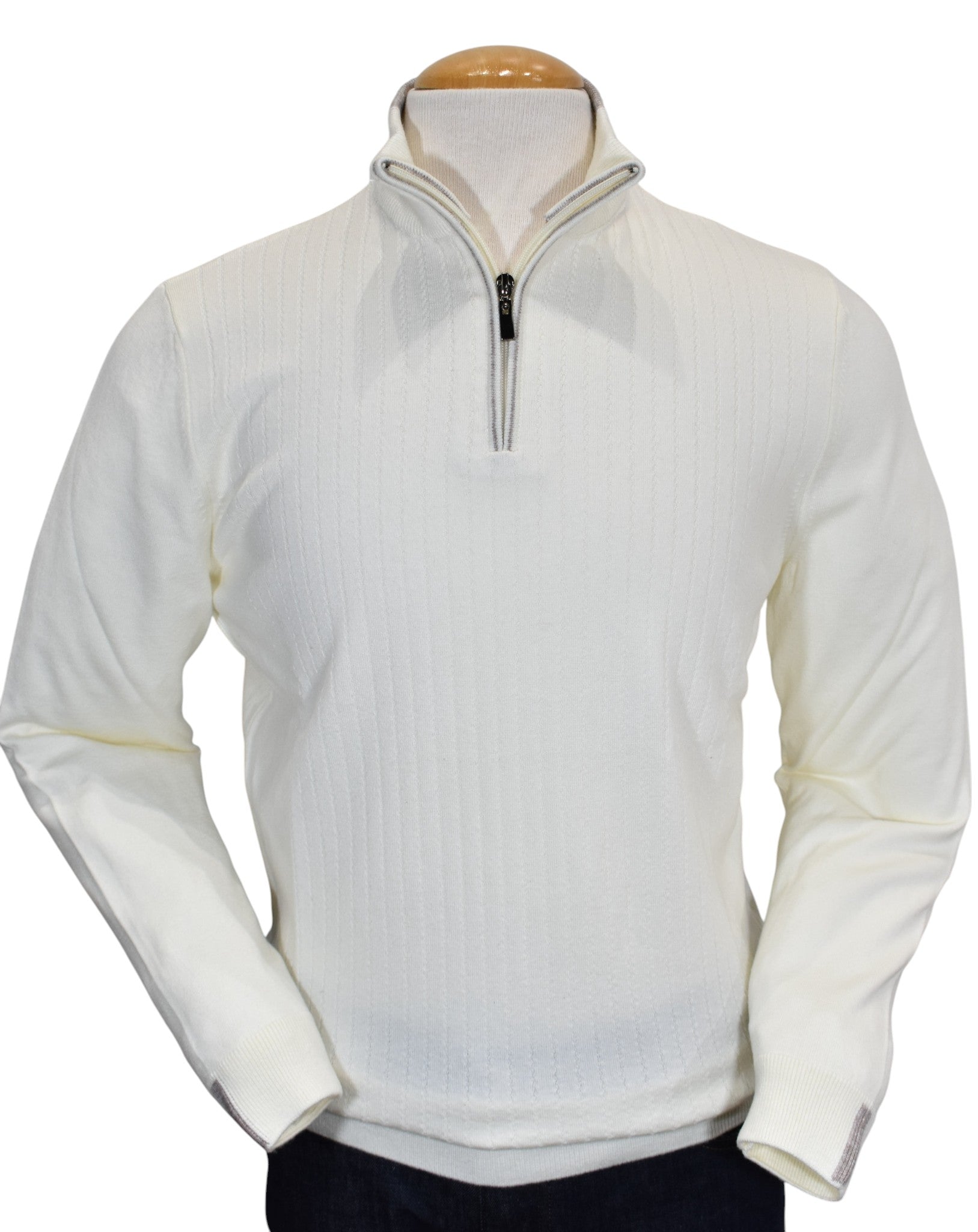Marcello ivory quarter zip pullover.