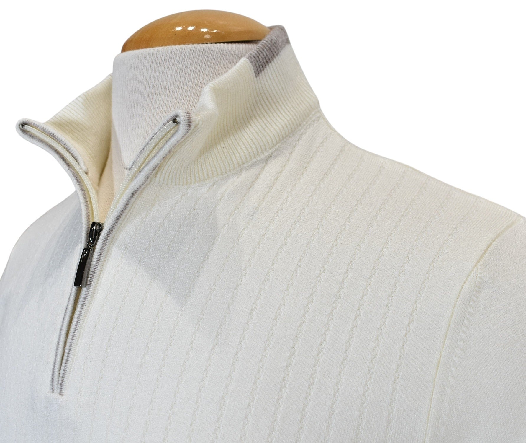 Marcello ivory quarter zip pullover.