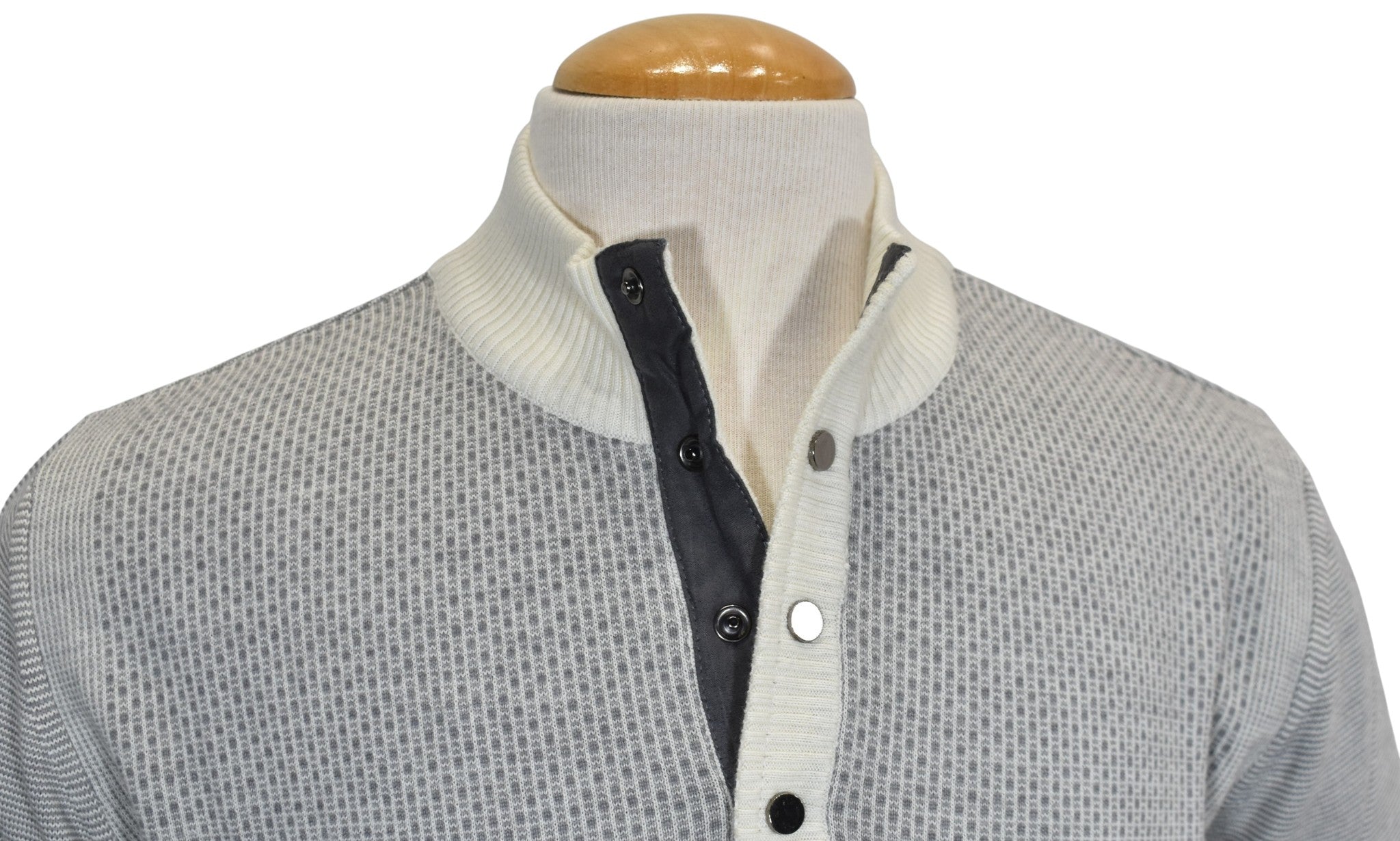 Marcello Ivory button mock pullover.