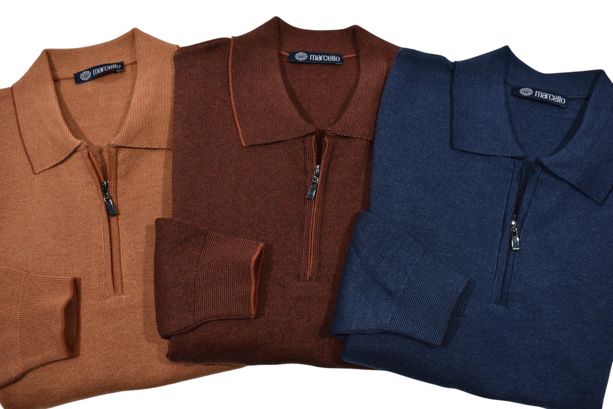 Marcello copper zip polo pullover.