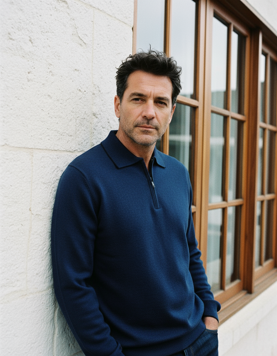 Marcello navy long sleeve polo.