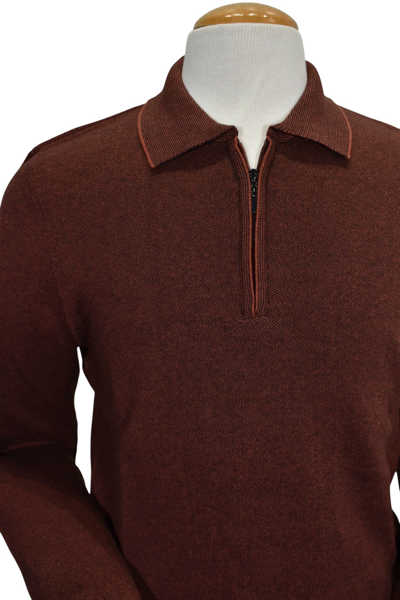 Marcello rust zip polo pullover