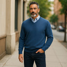 For something timeless and classic, look no further than our signature v-neck light layer, made from ultra-soft Italian cotton with a two-color mixed yarn look for added depth, by Marcello.