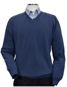 For something timeless and classic, look no further than our signature v-neck light layer, made from ultra-soft Italian cotton with a two-color mixed yarn look for added depth. A perfect complement for cool days, boasting classic banded cuffs and a waist band as well as a comfortable fit.   Italian Popcorn Stitch Sweater by Marcello.