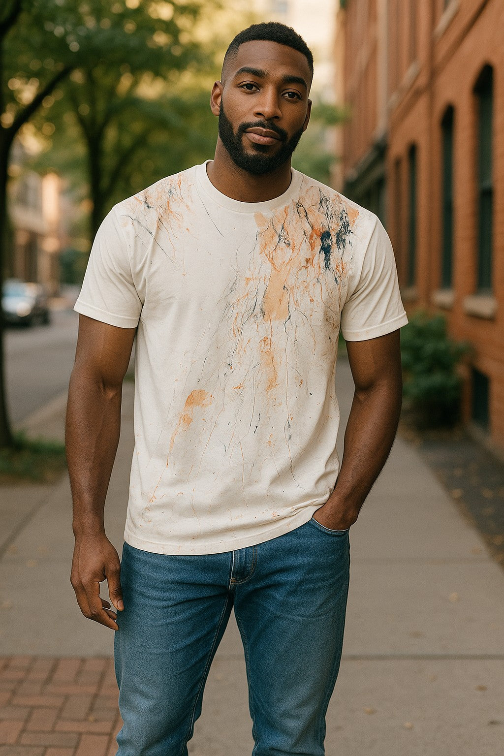 Our hand painted Tees are individually painted by artists making each one a unique piece of art, by Marcello.