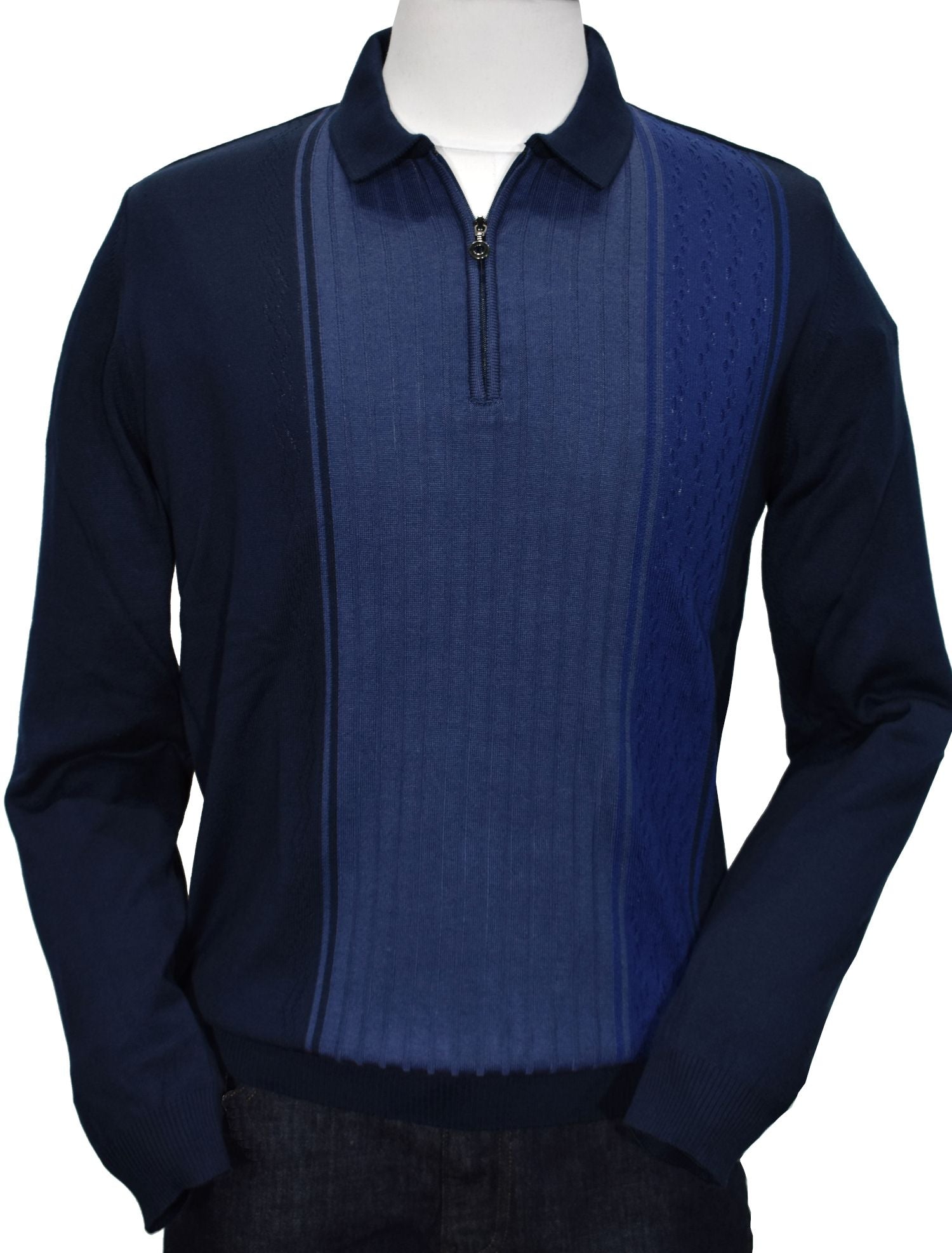 Elevate your style with the 883 Vincenza Polo Knit. Uniquely designed jacquard panels in a delightful azure hue provide a luxurious touch. Soft merino blended yarns and a lightweight classic fit make this an ideal addition to your wardrobe. Make a sophisticated statement with this timeless piece.  Classic fit.