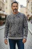 Marcello mens steel abstract sweater.