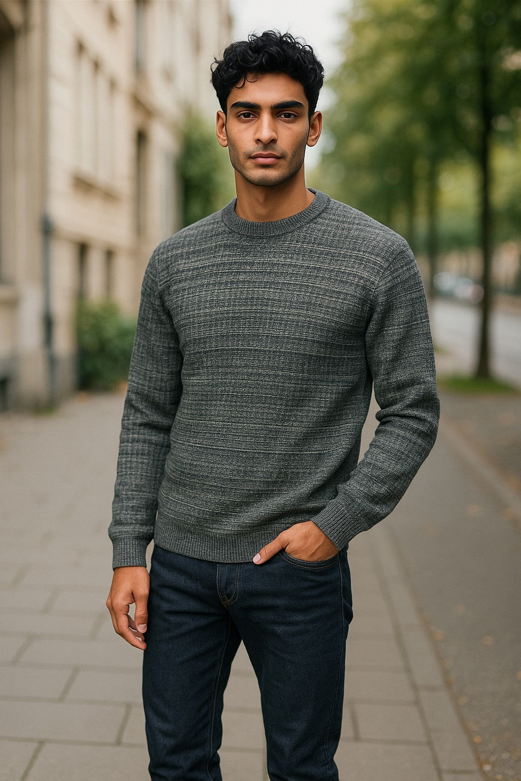 Experience timeless sophistication with our Marcello Charcoal Torin pullover sweater.