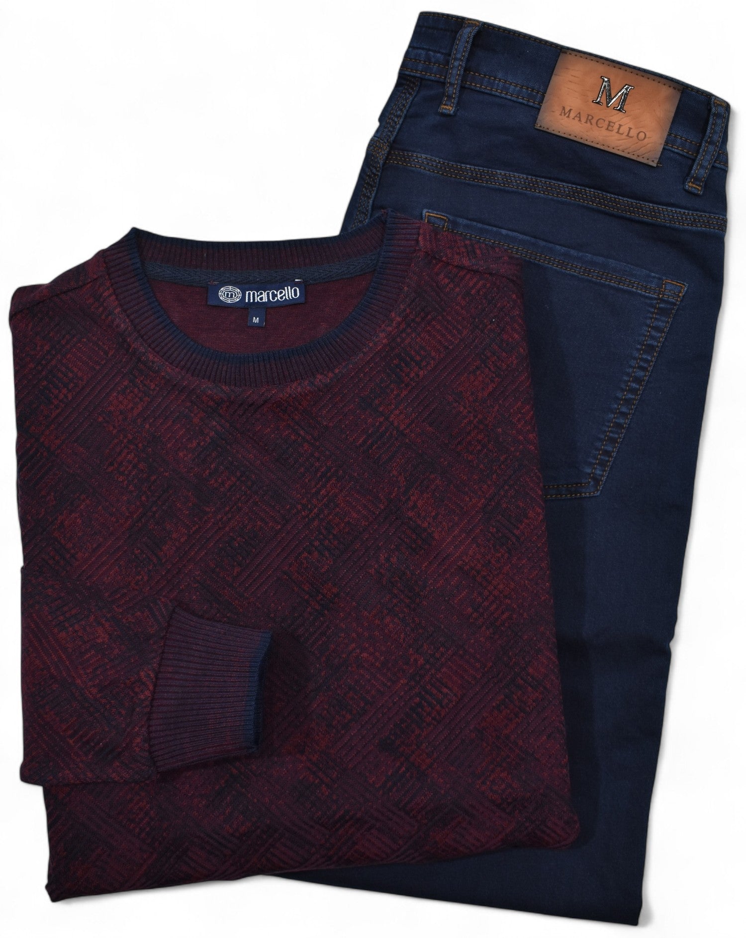 Indulge in luxury and style with our Marcello Hampton Wine Crew Neck sweater
