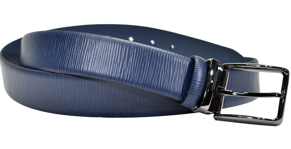 Marcello Men's Navy Stamped Epi Leather Belt