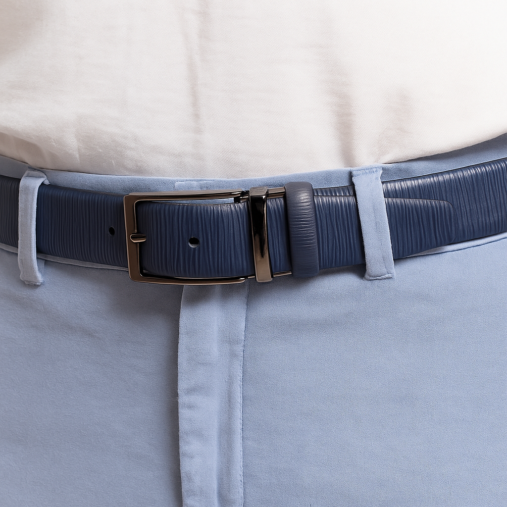 Marcello Men's Navy Stamped Epi Leather Belt