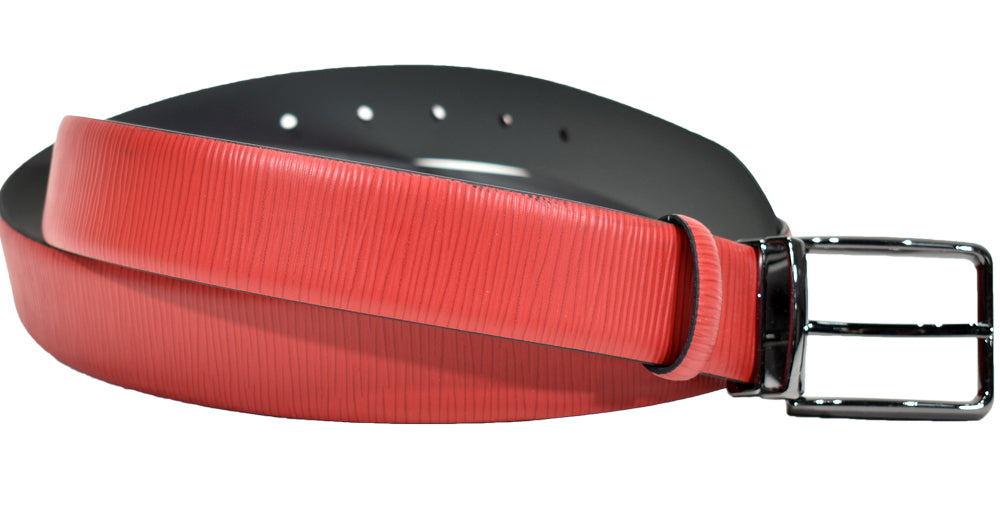 Marcello Men's Red Stamped Epi Leather Belt