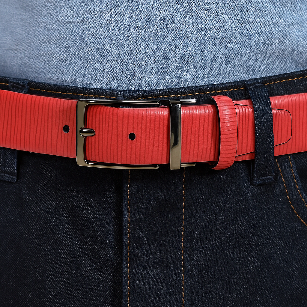 Marcello Men's Red Stamped Epi Leather Belt