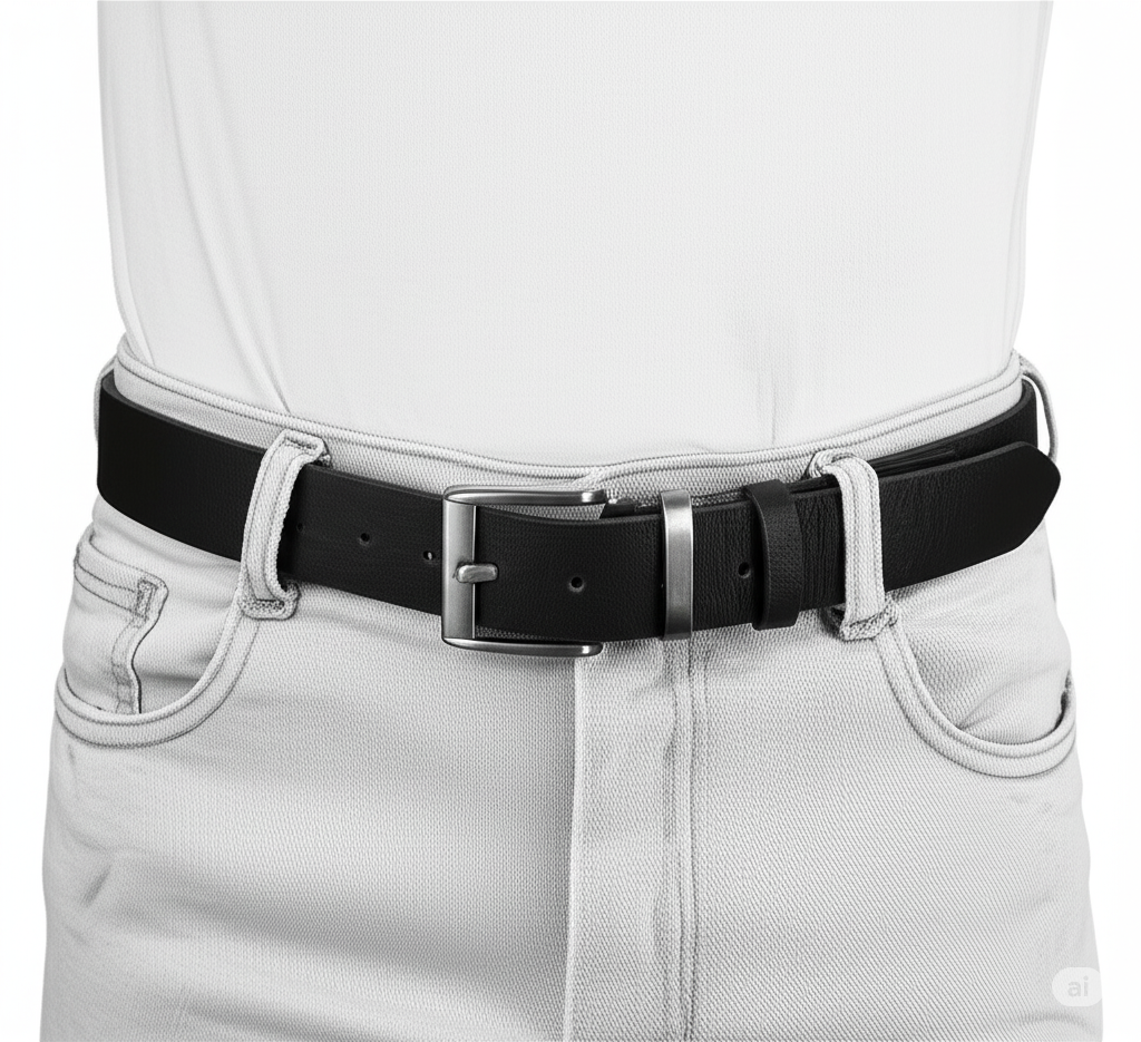 Crafted from Marcello leather, this belt's abstract weave-like stamps make a luxe yet subtle statement!