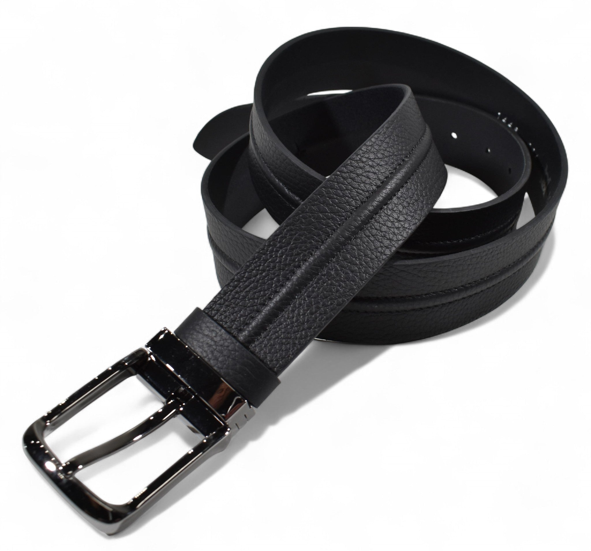 Leather pebble grain bel in black, chocolate and navy, by Marcello.