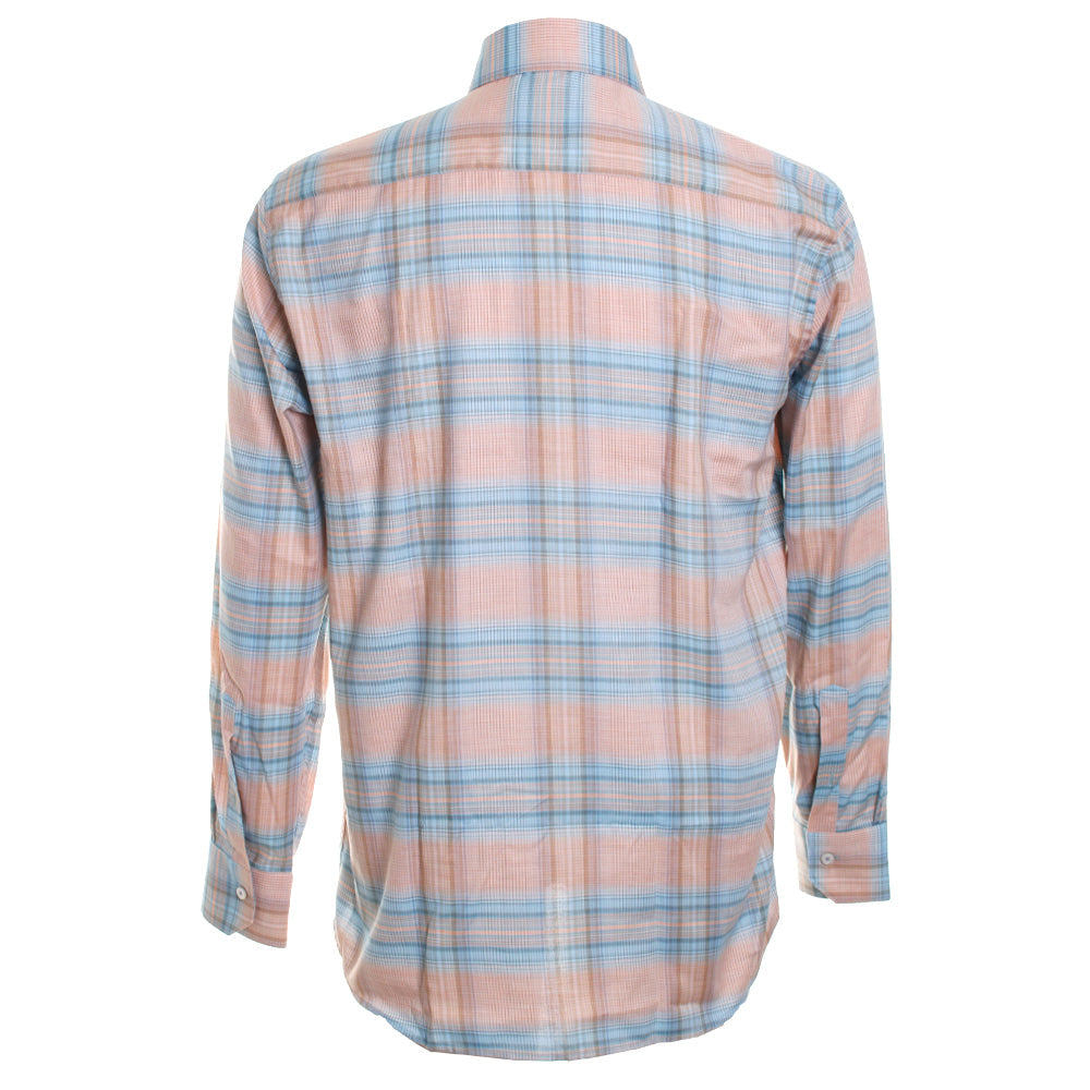 Plaid shirt with pink and blue stripes on a white background