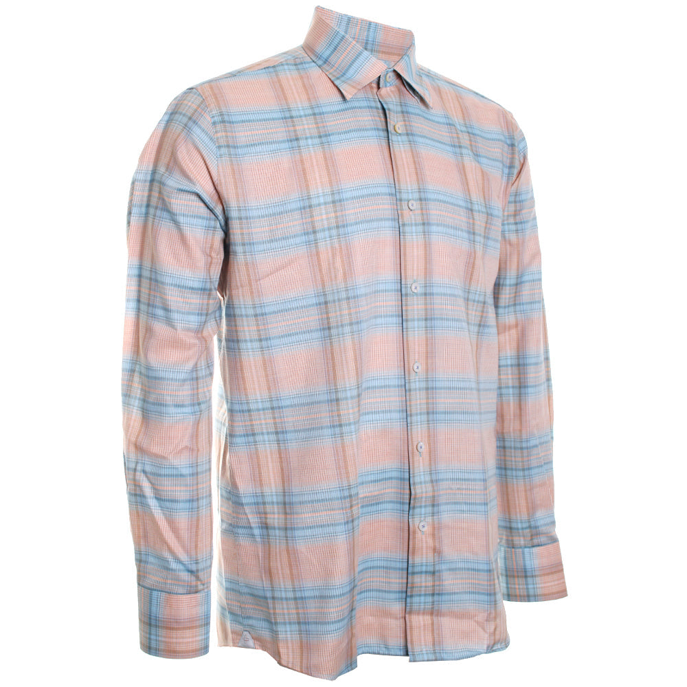 Plaid shirt with pink and blue stripes on a white background