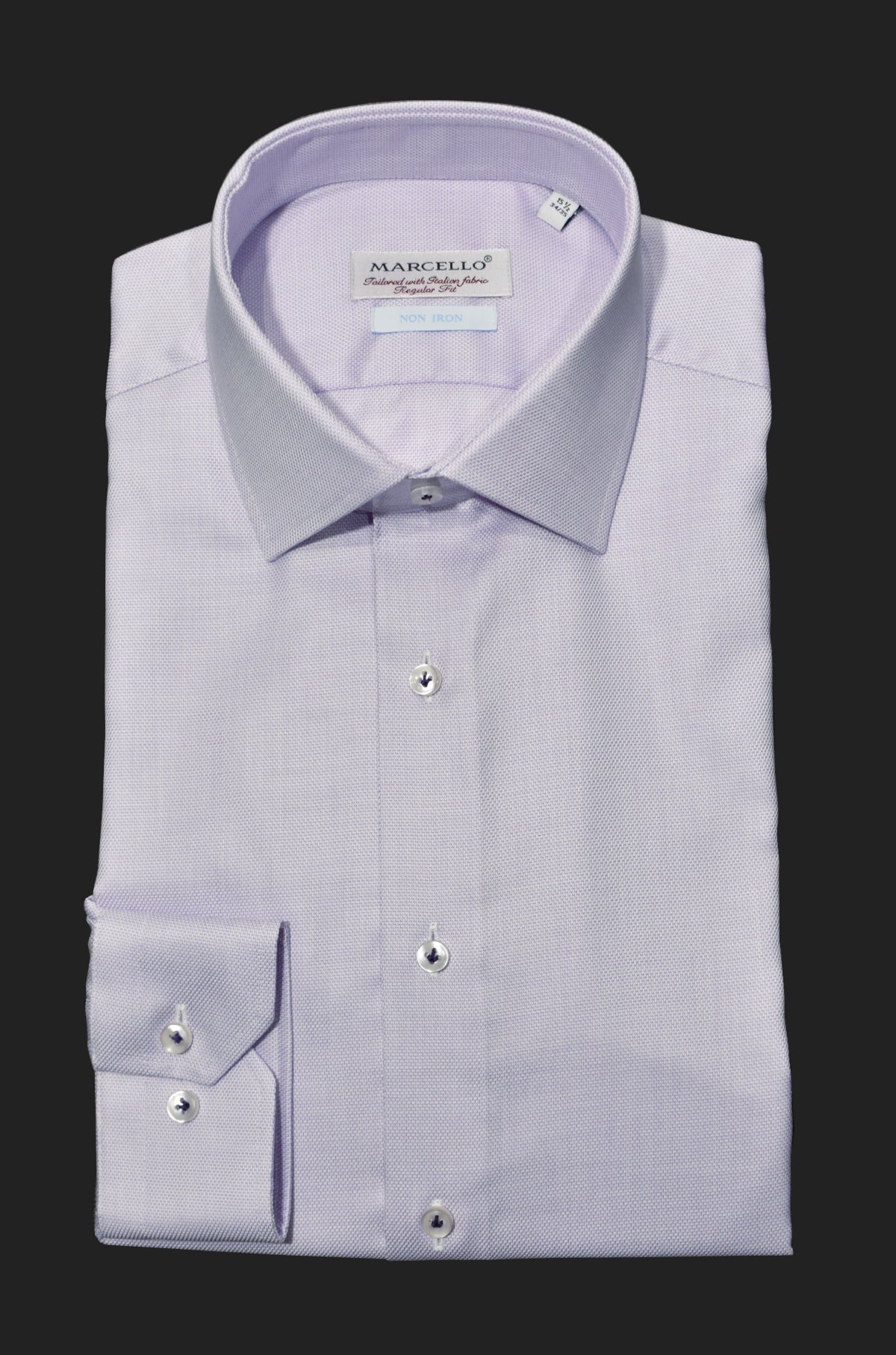 The Marcello Dress Shirt is one of the finest made shirts.  Soft, rich fabric with a slight texture exudes an unparalleled elegance.  Choose from White, Blue, Pink, Lilac or Black Extra fine, soft Italian cotton. Fine piquet textured fabric.