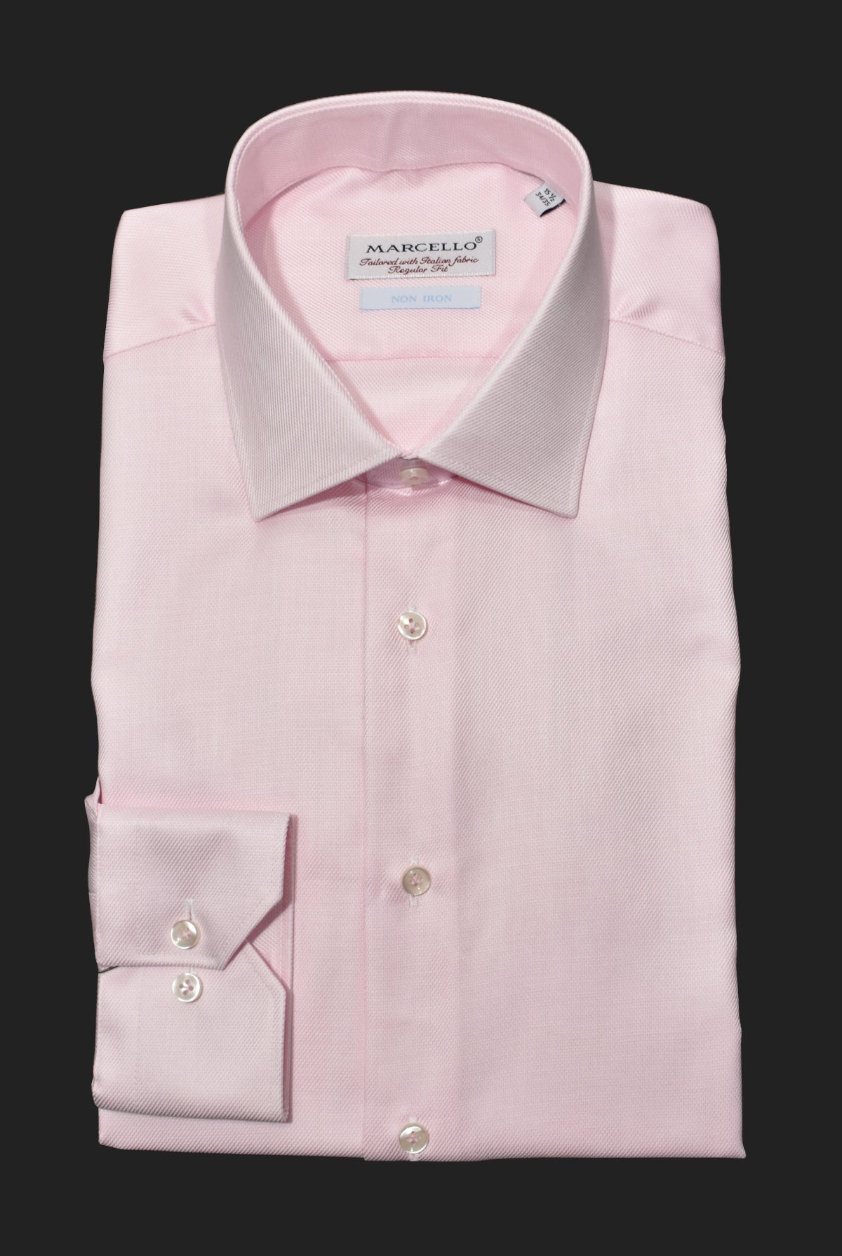 The Marcello Dress Shirt is one of the finest made shirts.  Soft, rich fabric with a slight texture exudes an unparalleled elegance.  Choose from White, Blue, Pink, Lilac or Black Extra fine, soft Italian cotton. Fine piquet textured fabric.