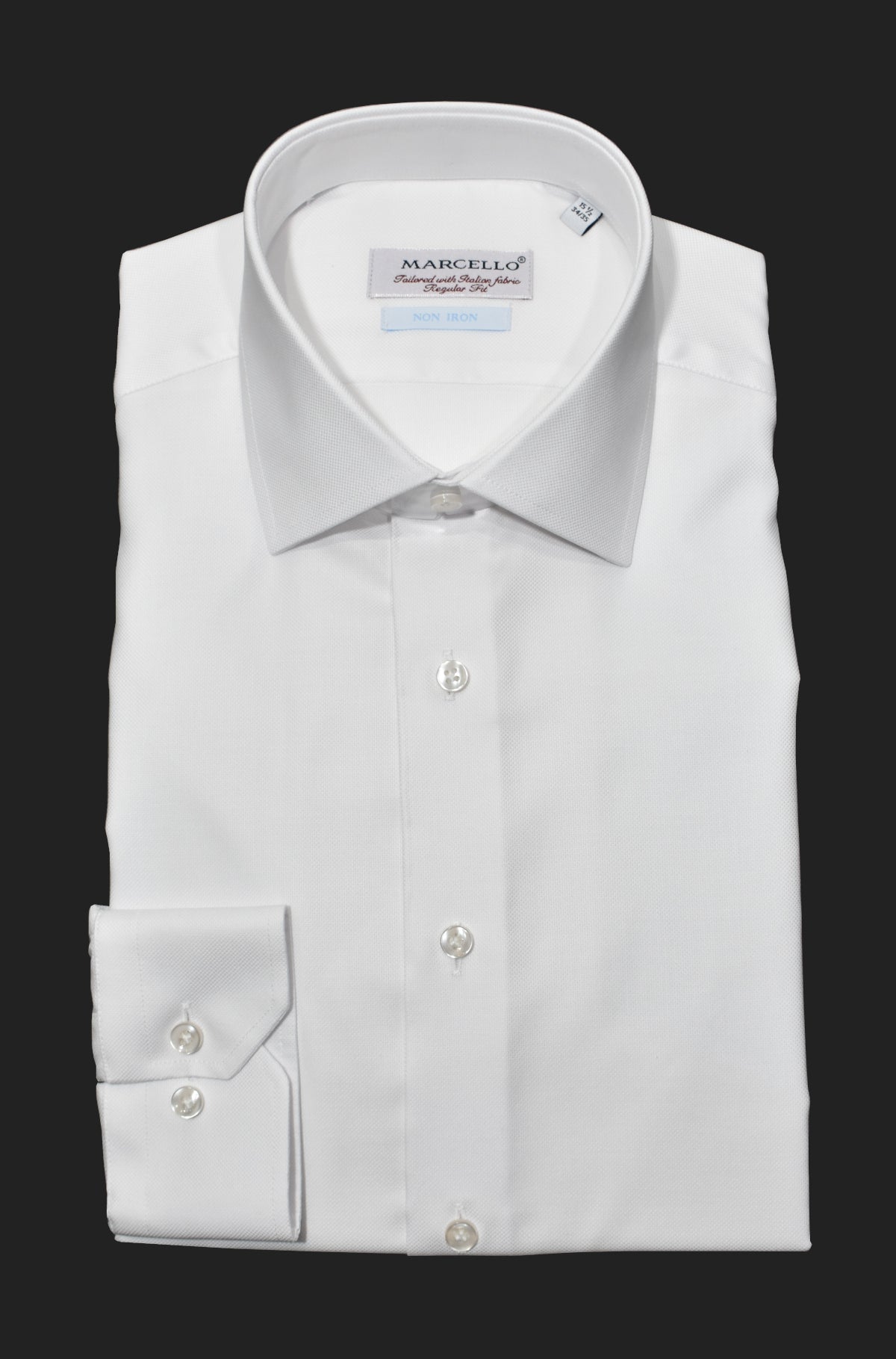 The Marcello Dress Shirt is one of the finest made shirts.  Soft, rich fabric with a slight texture exudes an unparalleled elegance.  Choose from White, Blue, Pink, Lilac or Black Extra fine, soft Italian cotton. Fine piquet textured fabric.