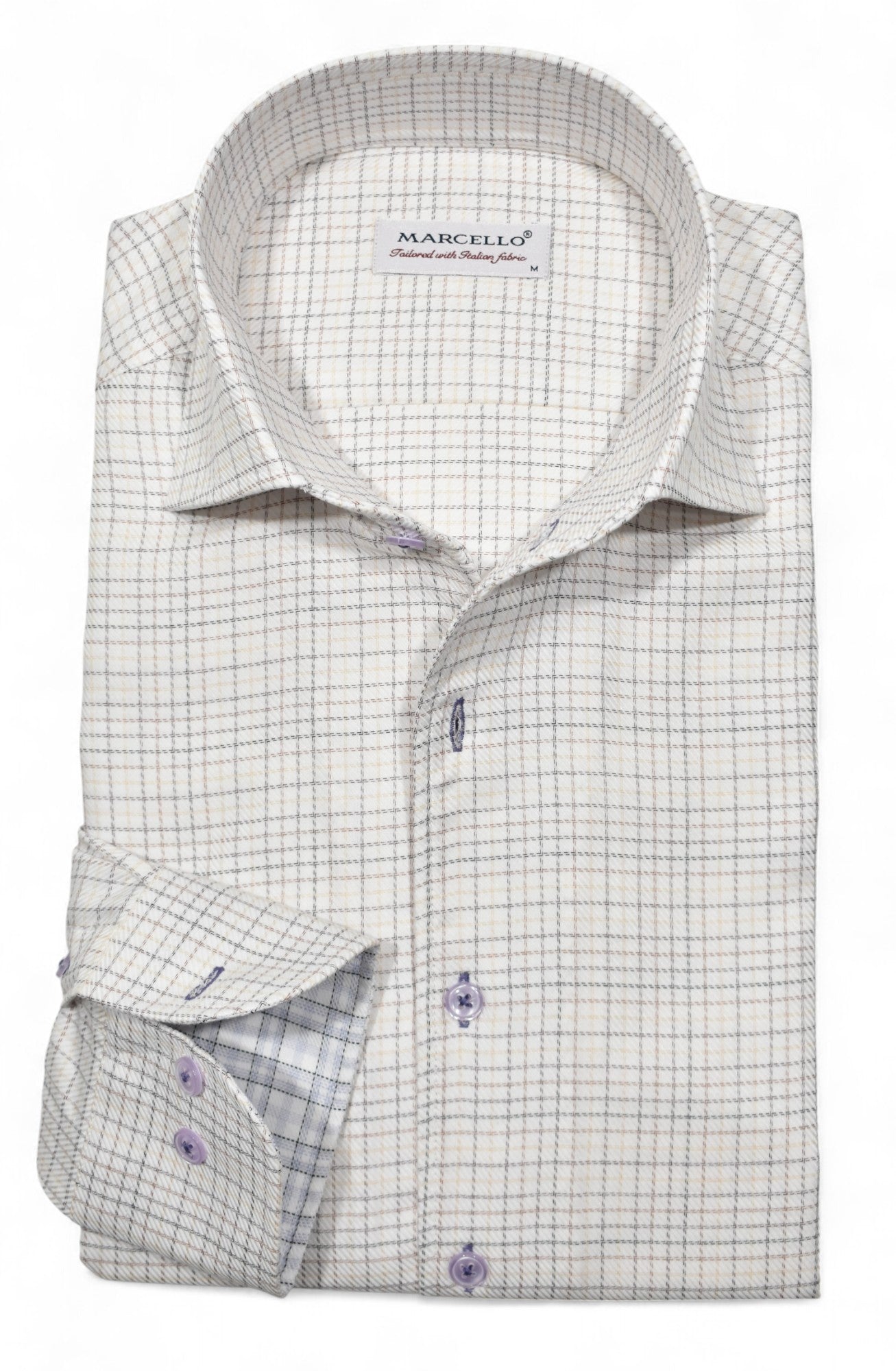 Marcello tan plaid shirt.