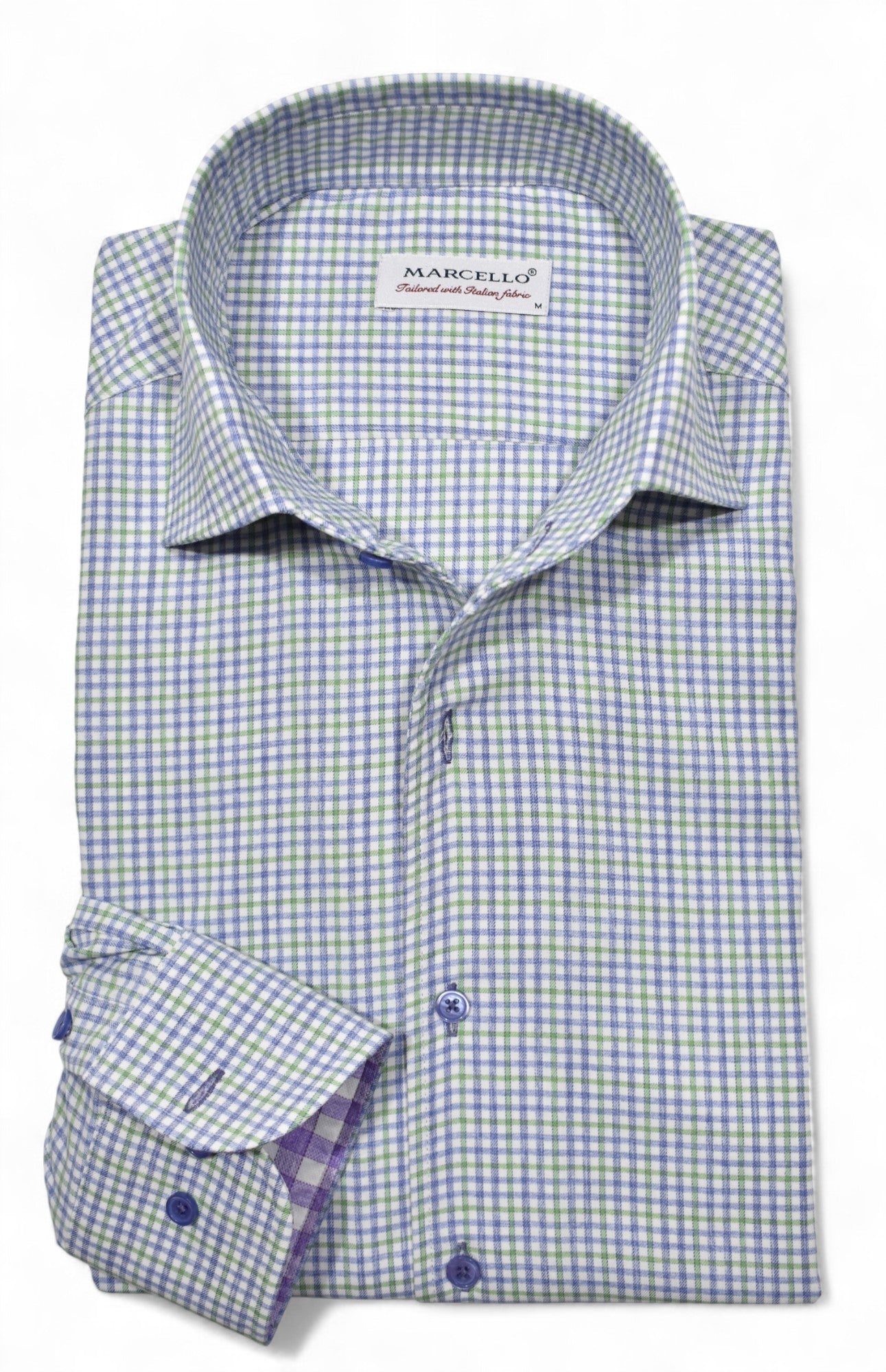 Marcello small green and plum check.