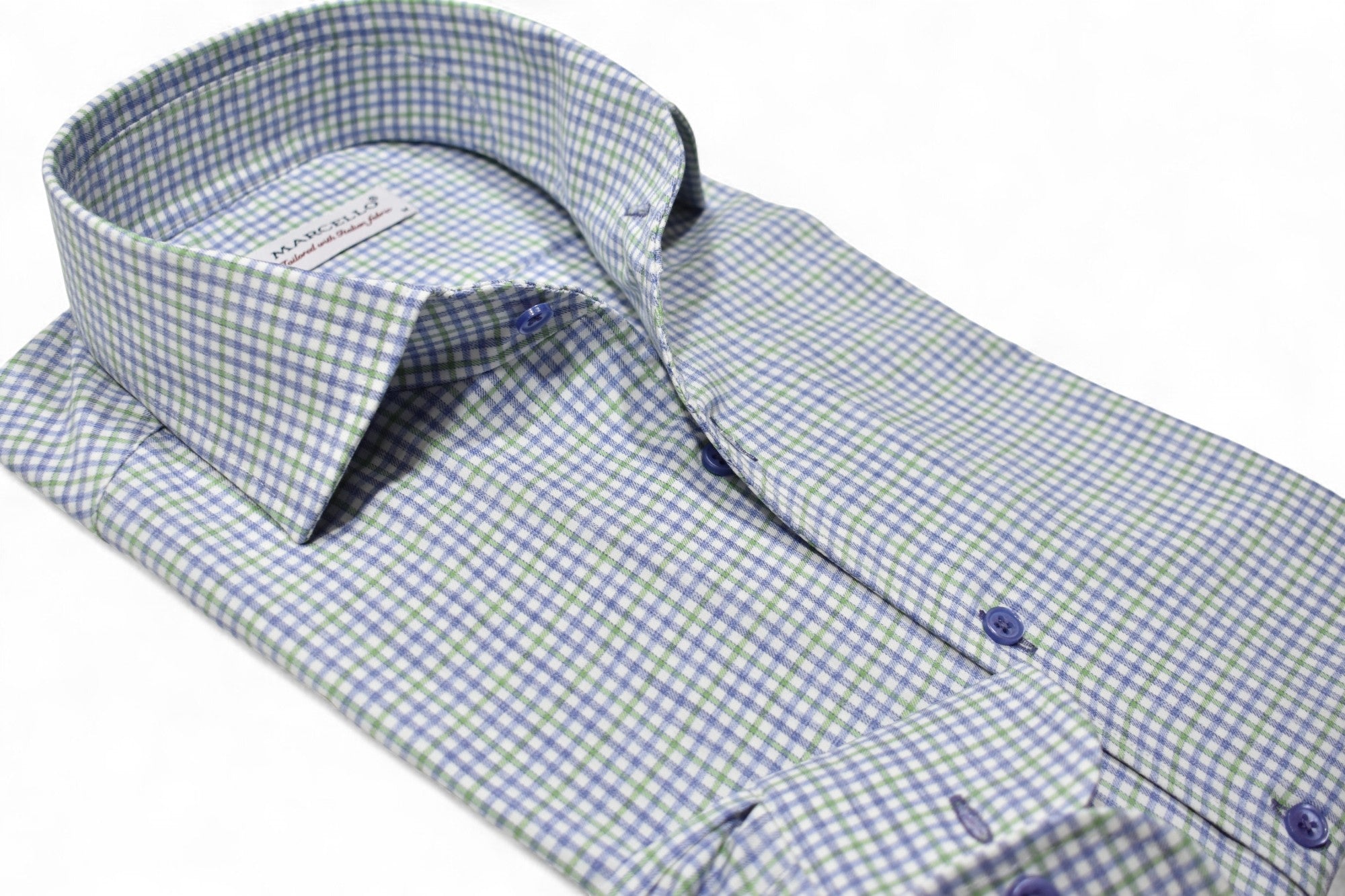 Marcello small green and plum check.