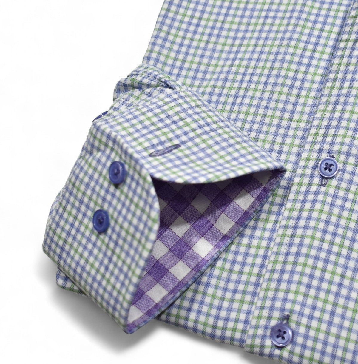 Marcello small green and plum check.