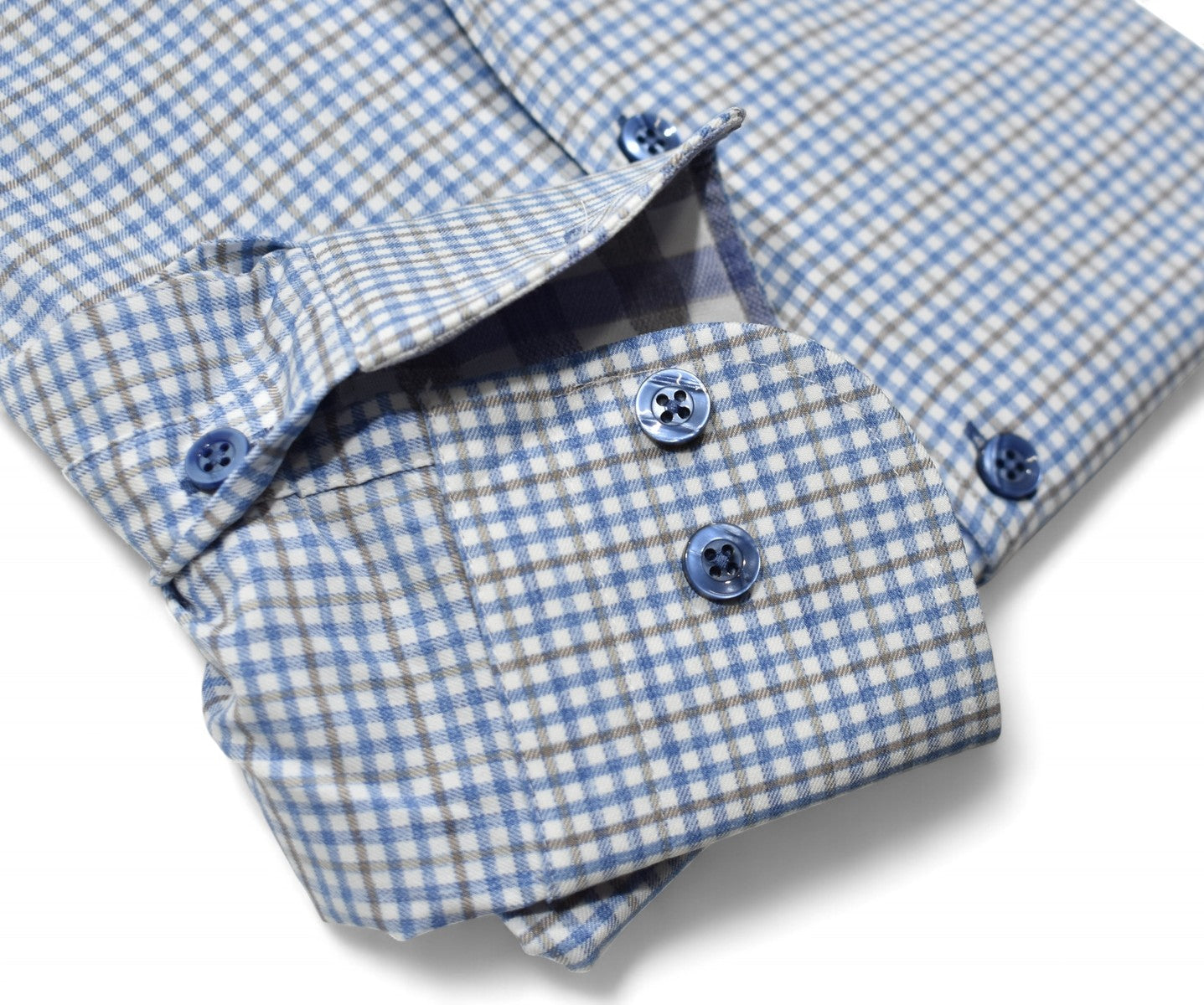 Marcello fine blue mocha plaid.