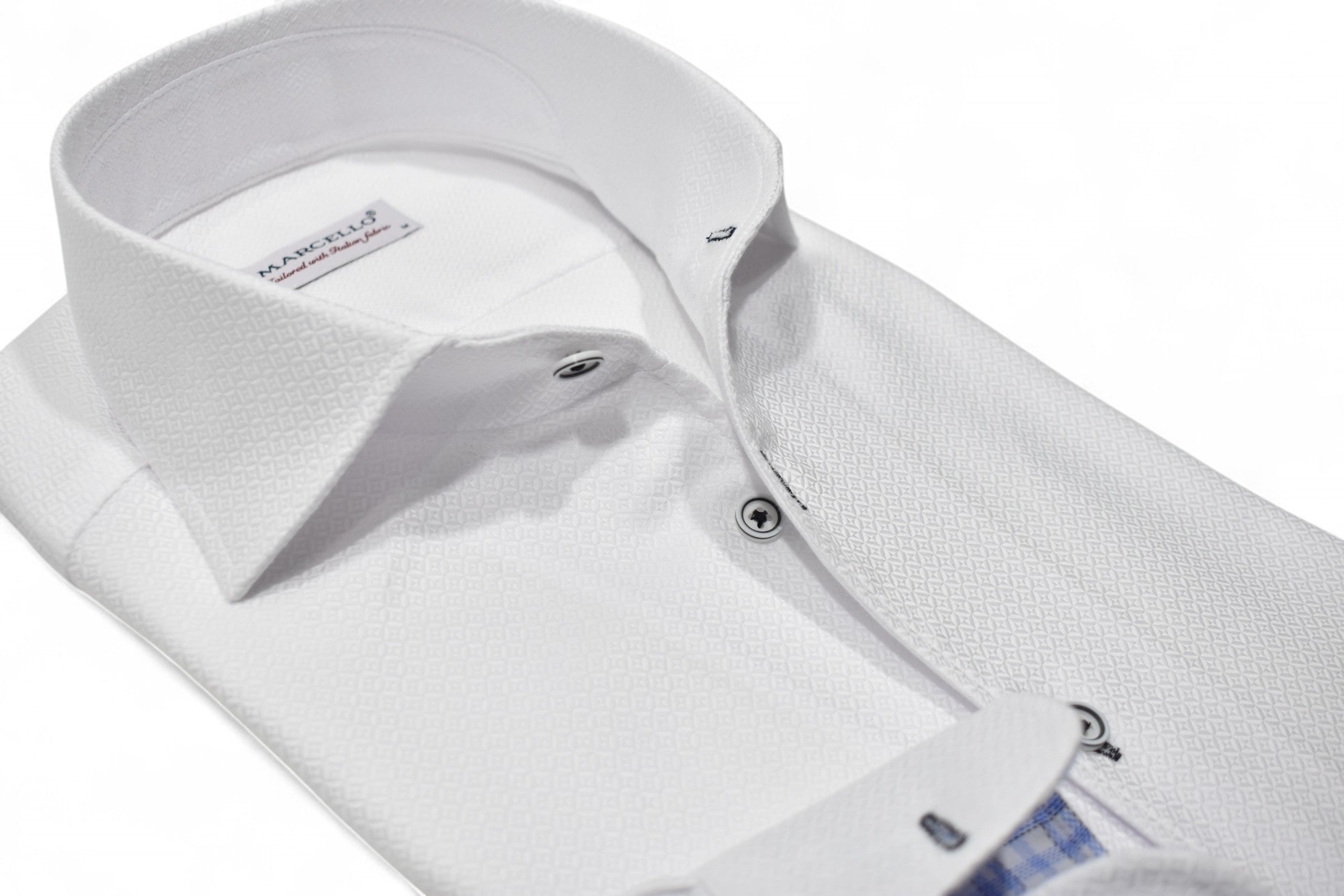 Marcello white tonal diamond pattern shirt.