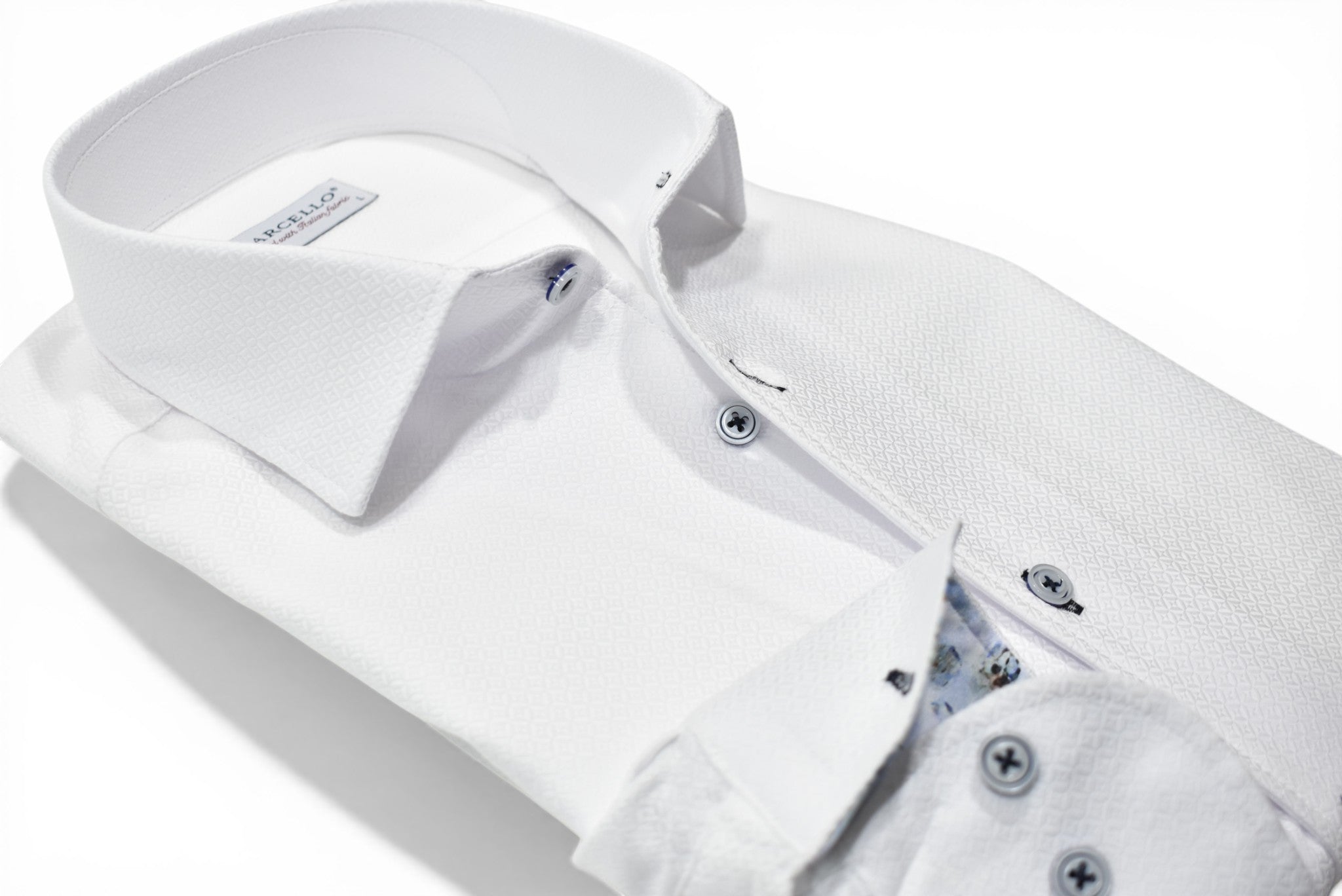 Marcello white tonal diamond shirt.