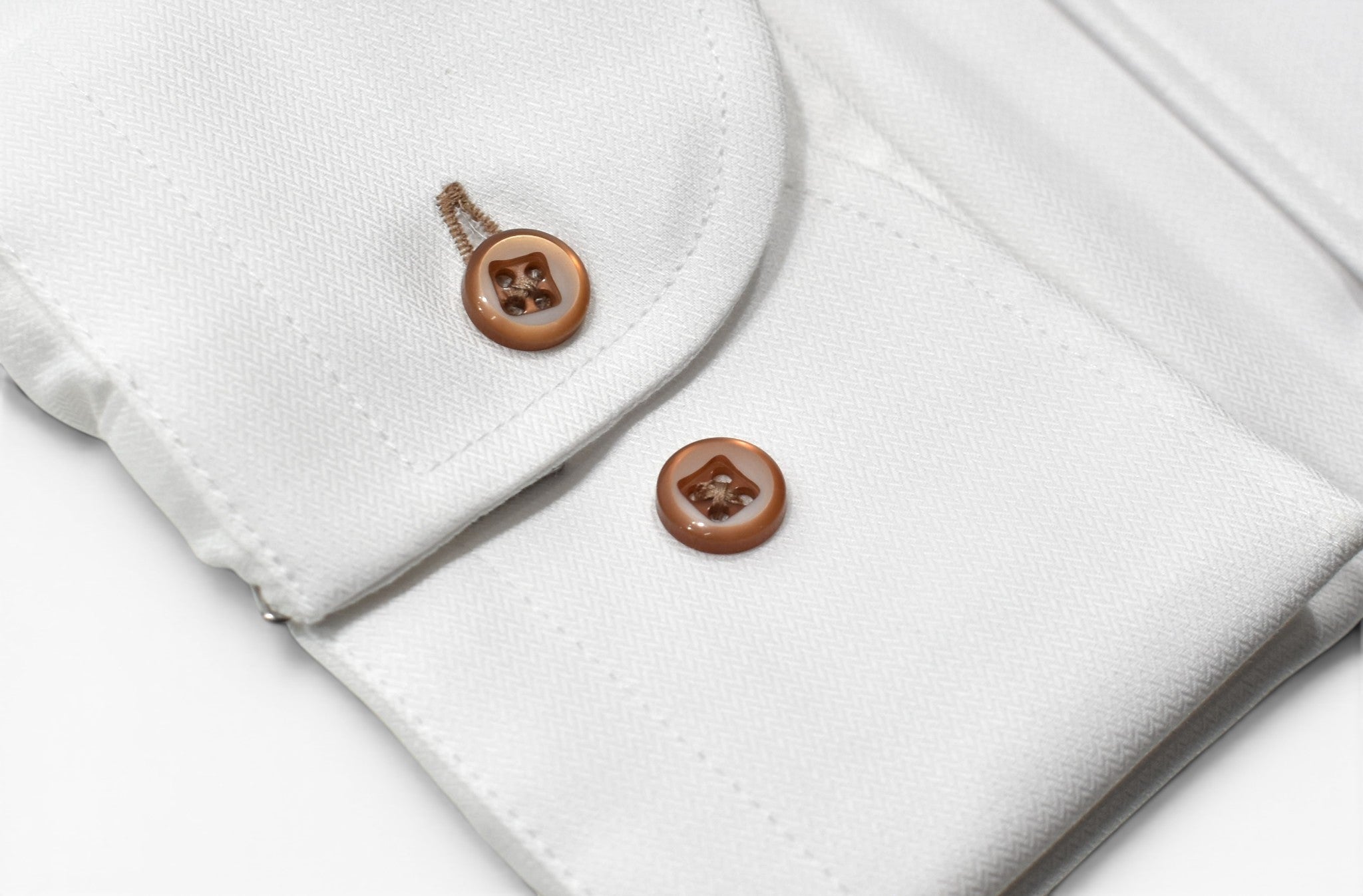 Marcello tonal white shirt custom button.