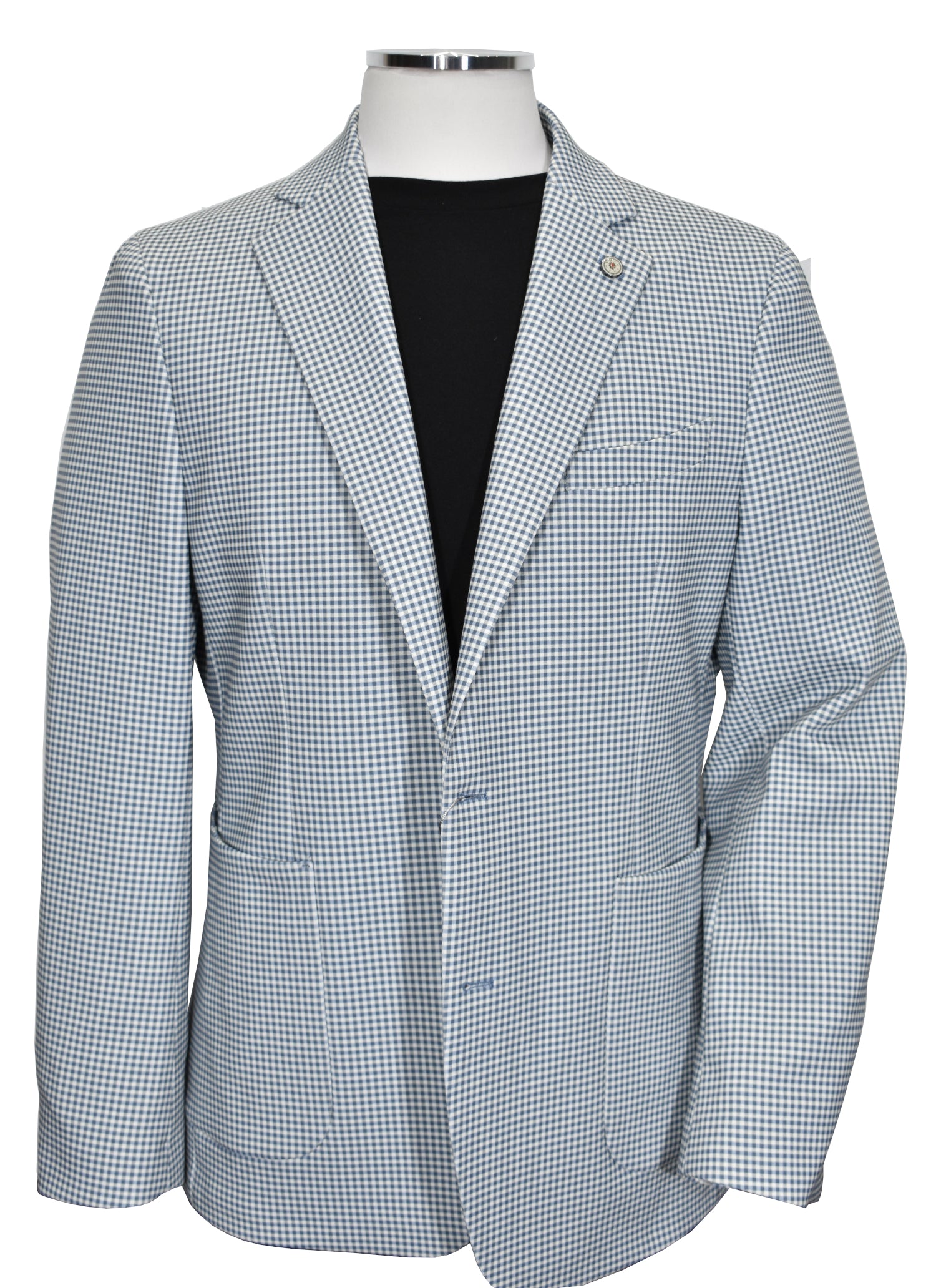 Style this fashion sport coat either cool and casual with jeans or dress it up with a dressy pant and sport shirt. The slim fit stretch model is 72% cotton 26% linen and 2% spandex, and side vented.