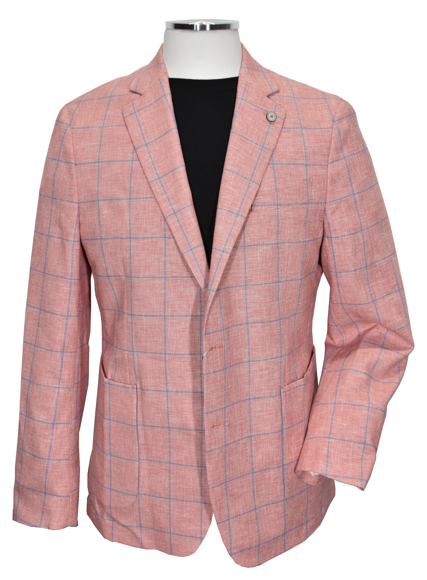 Style this fashion sport coat either cool and casual with jeans or dress it up with a dressy pant and sport shirt. The slim fit stretch model is 72% cotton 26% linen and 2% spandex, and side vented. 