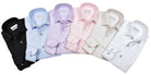 Crafted with the finest non-iron fabric this shirt will elevate your style when utilizing Marcello's one piece roll collar. A classic solid shirt is always in fashion, can be worn for both dress or casual occasions and is a must in any wardrobe. Wear it with jeans, pants or under a sport coat for fantastic styling. Classic shaped fit. Colors: Beige, Black, Blue, Lilac, Pink, White