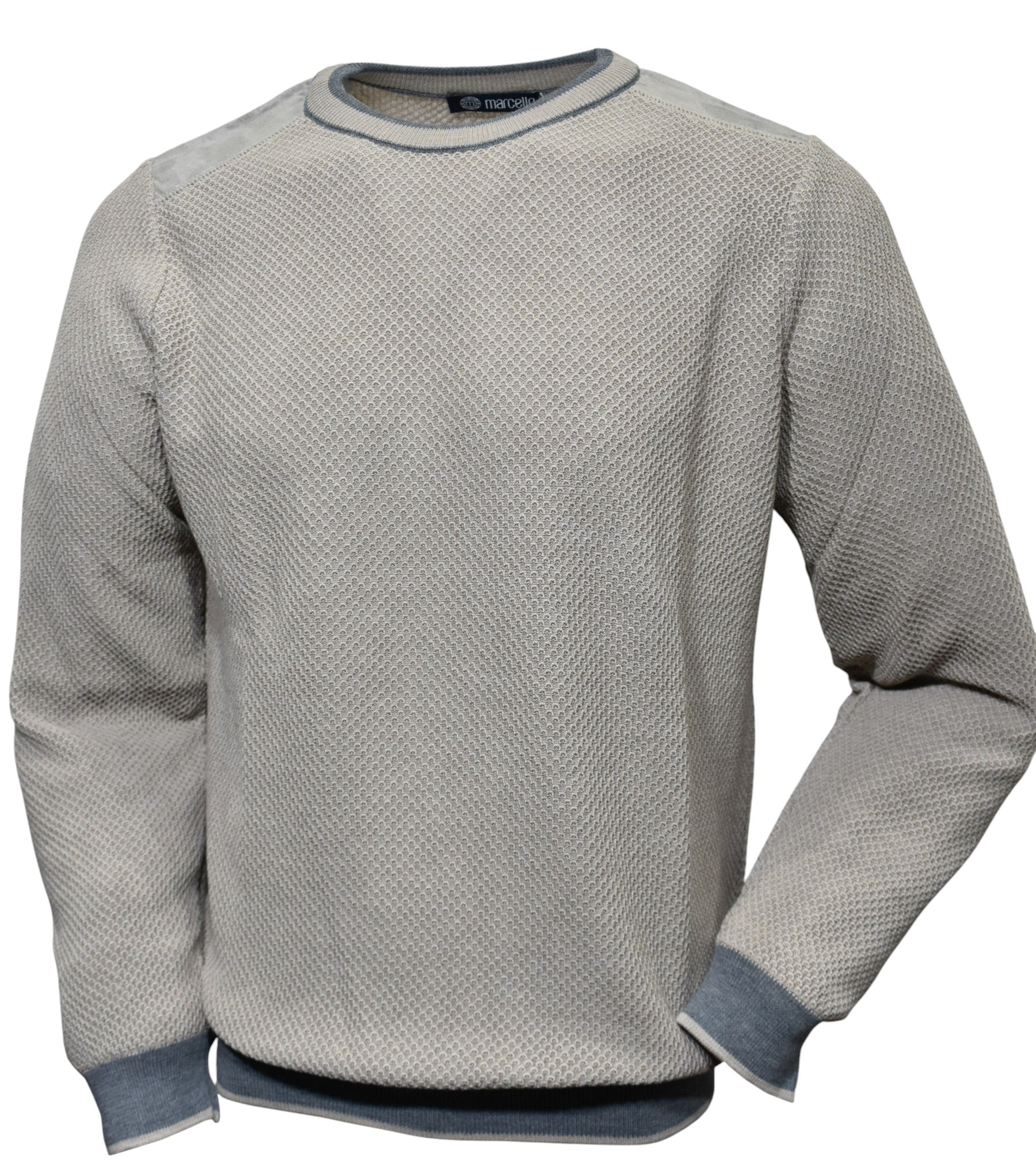 Marcello merino wool honeycomb stitch pullover sweater in tan.