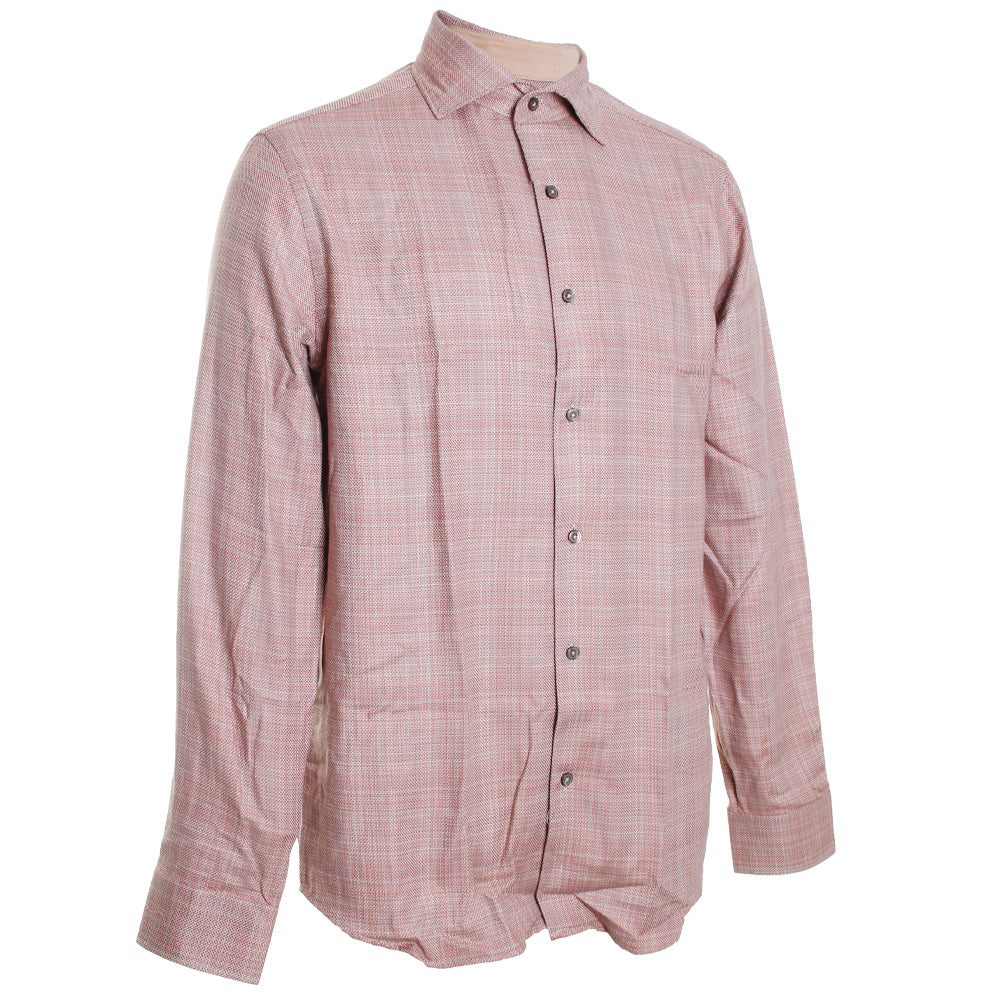 Pink checkered shirt on a mannequin against a white background