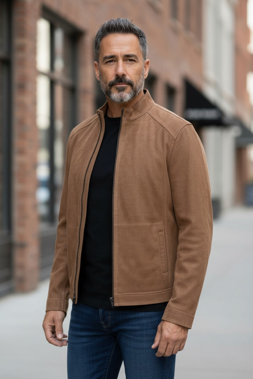 Marcello suede to leather reversible jacket.