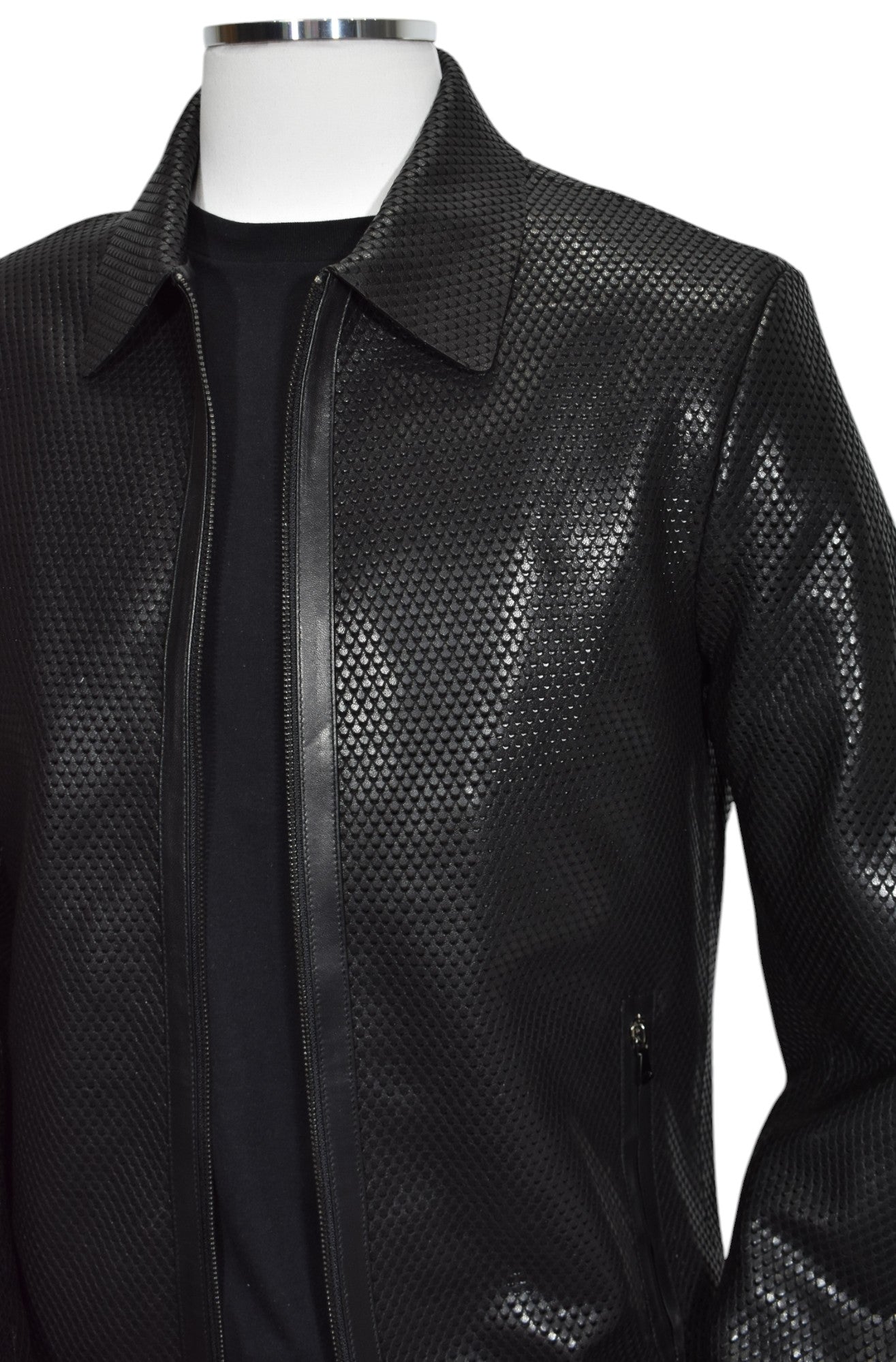 Unleash your bold and confident style with our Marcello Python Stamped Leather Coat.