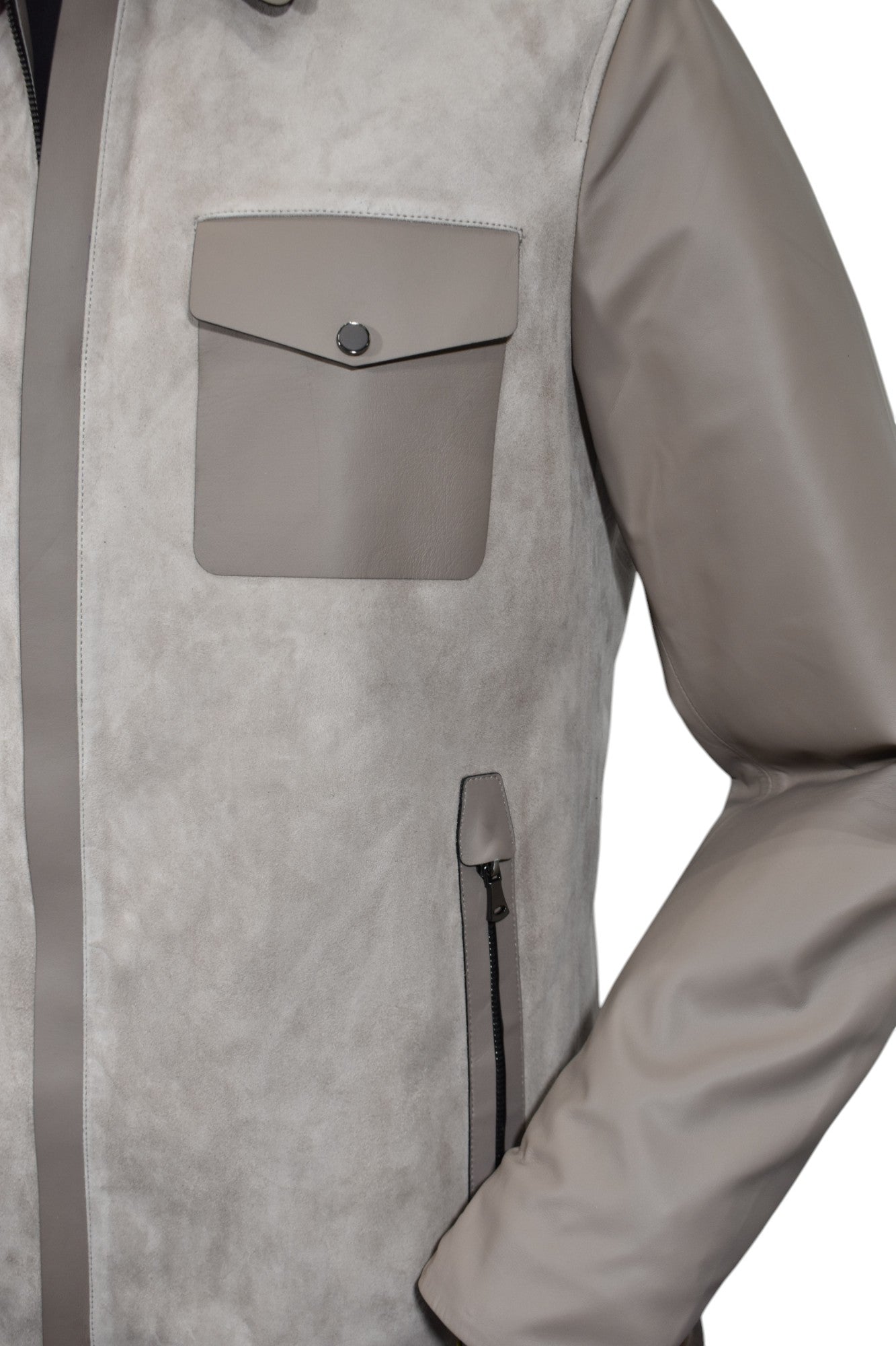 Elevate your style with our Marcello Suede & Leather Engineered Coat.