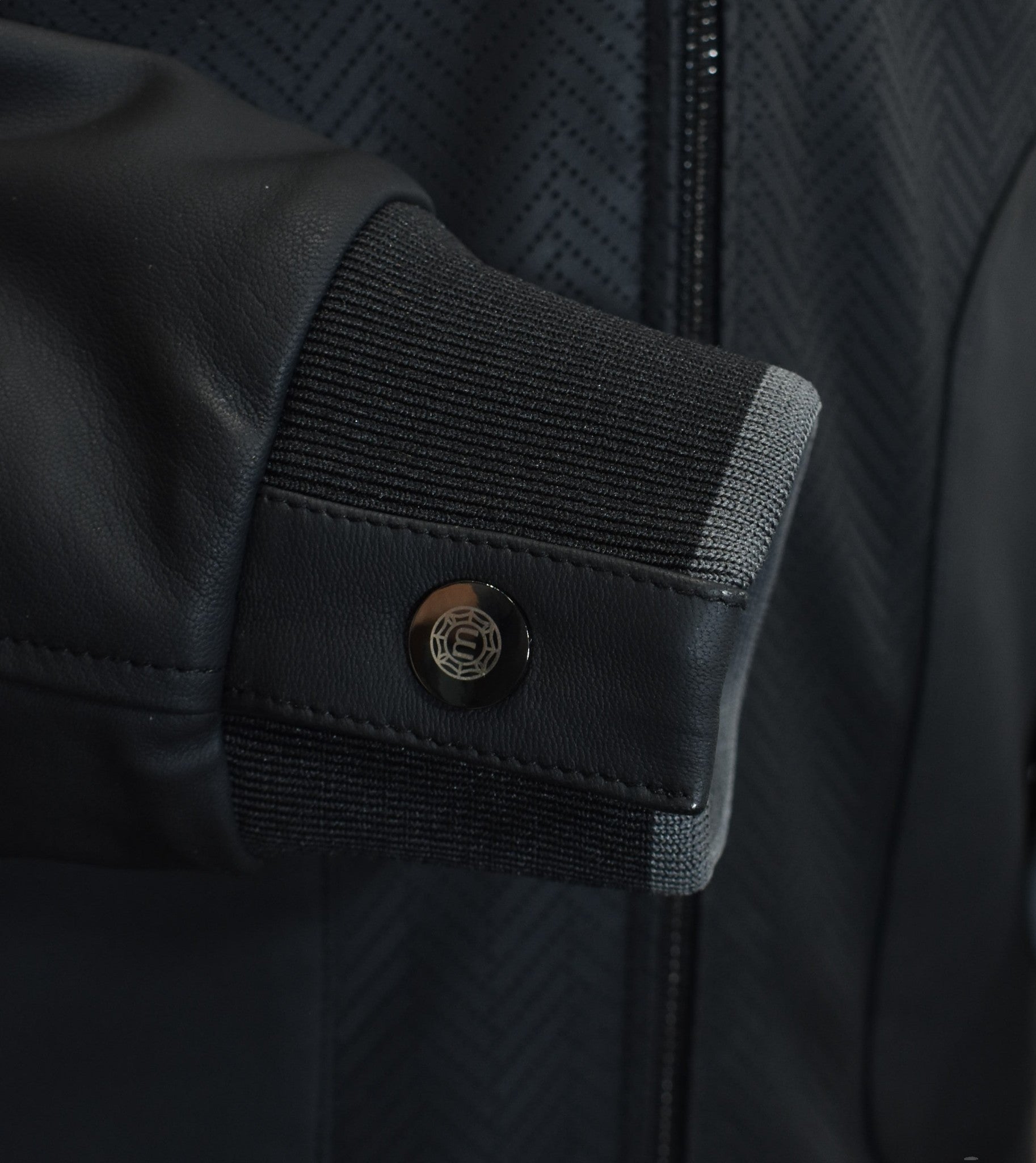 Marcello black chevron stitched leather.