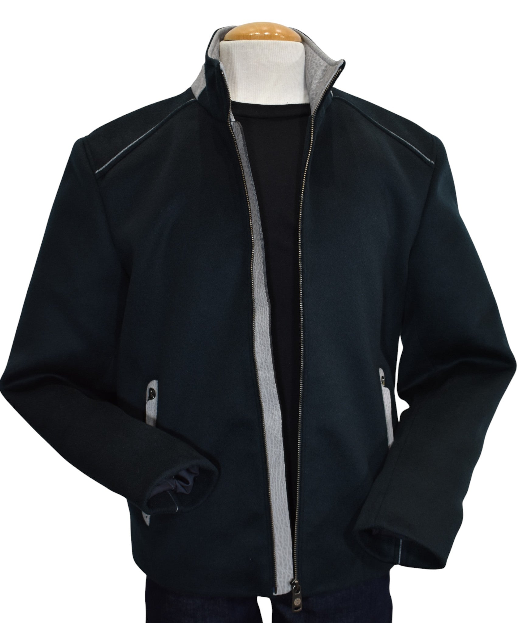 Marcello navy wool cashmere jacket.