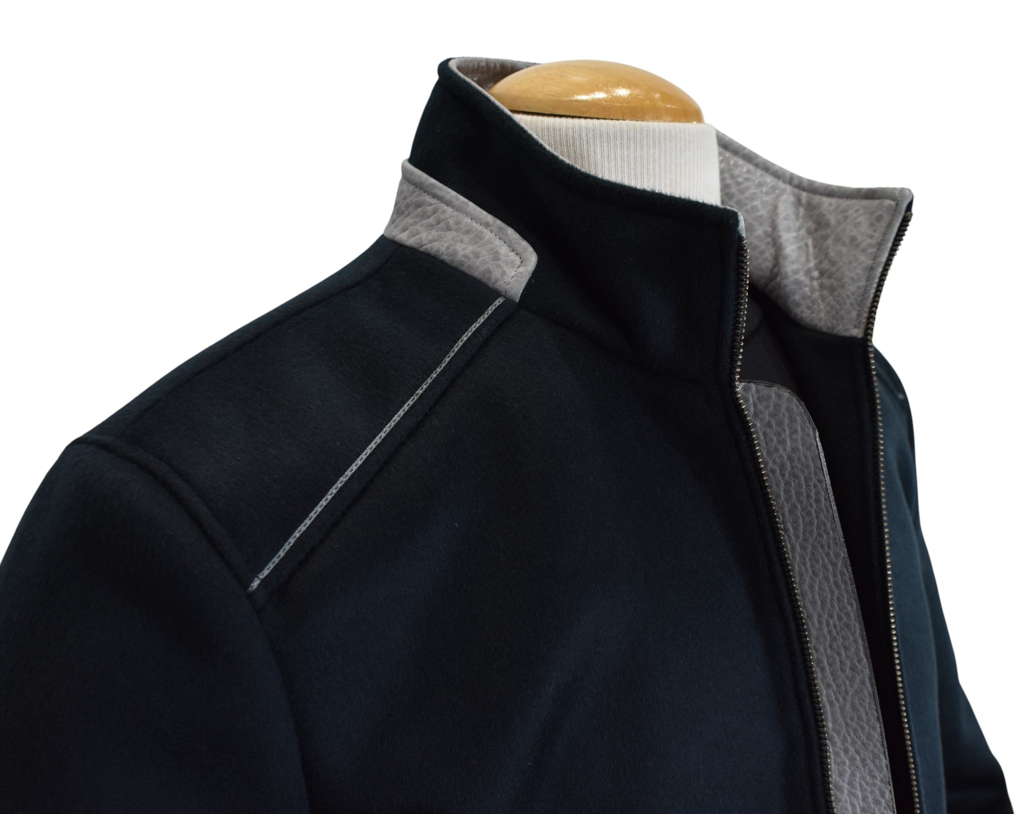 Marcello navy wool cashmere jacket.