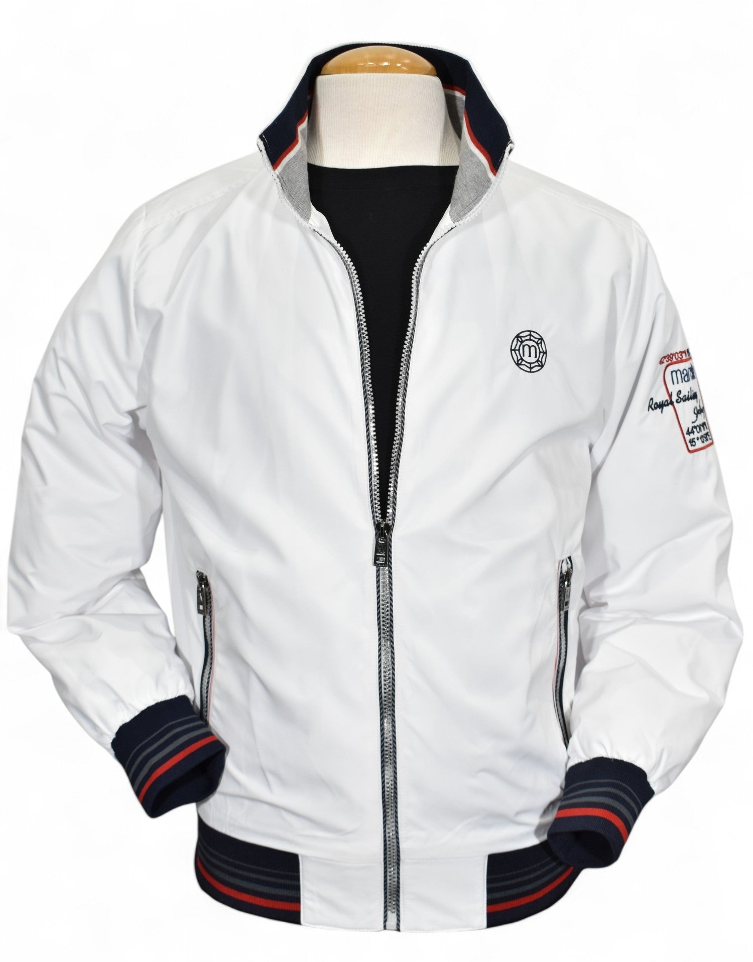 Marcello white nautical windbreaker.