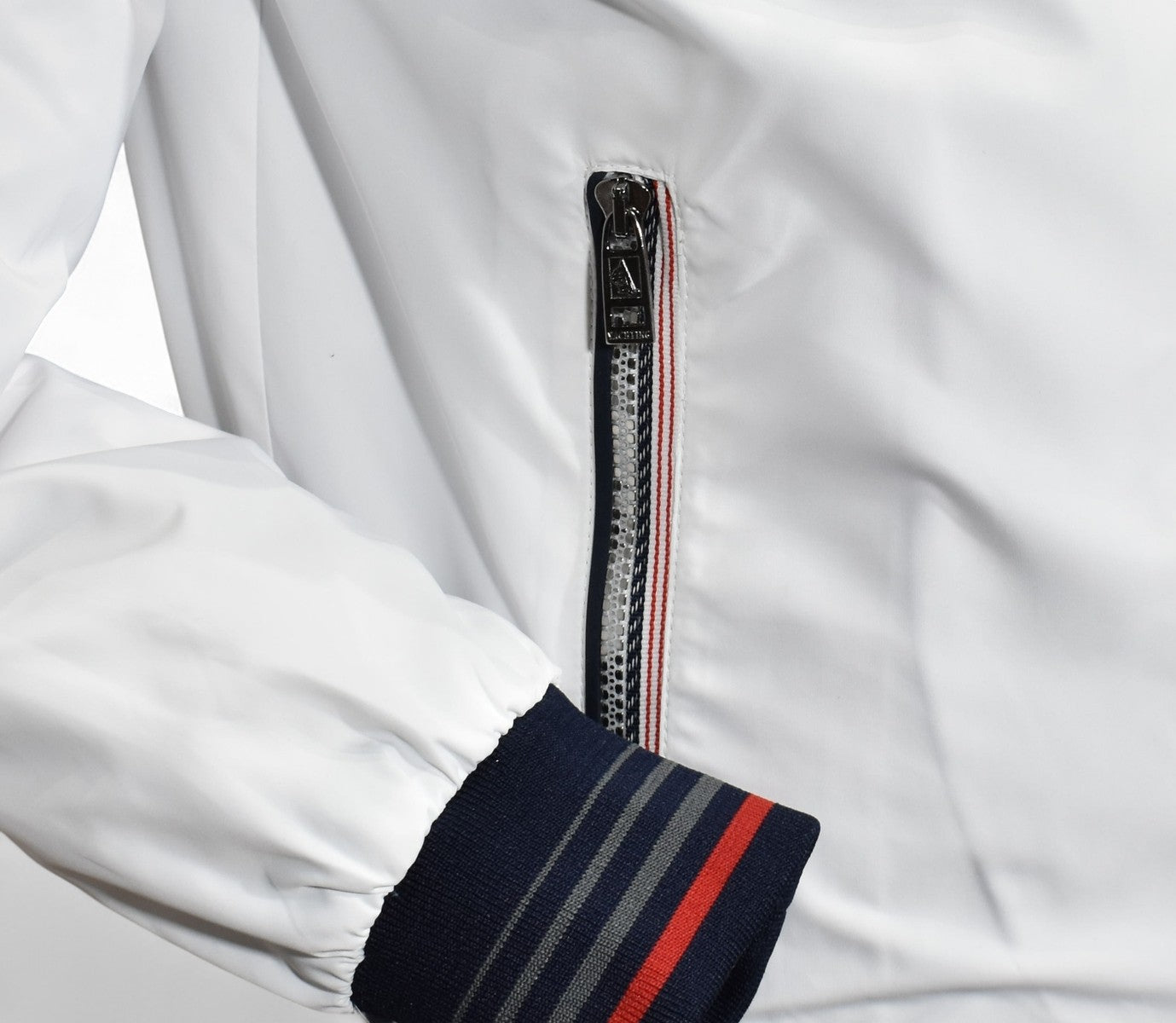 Marcello white nautical windbreaker.