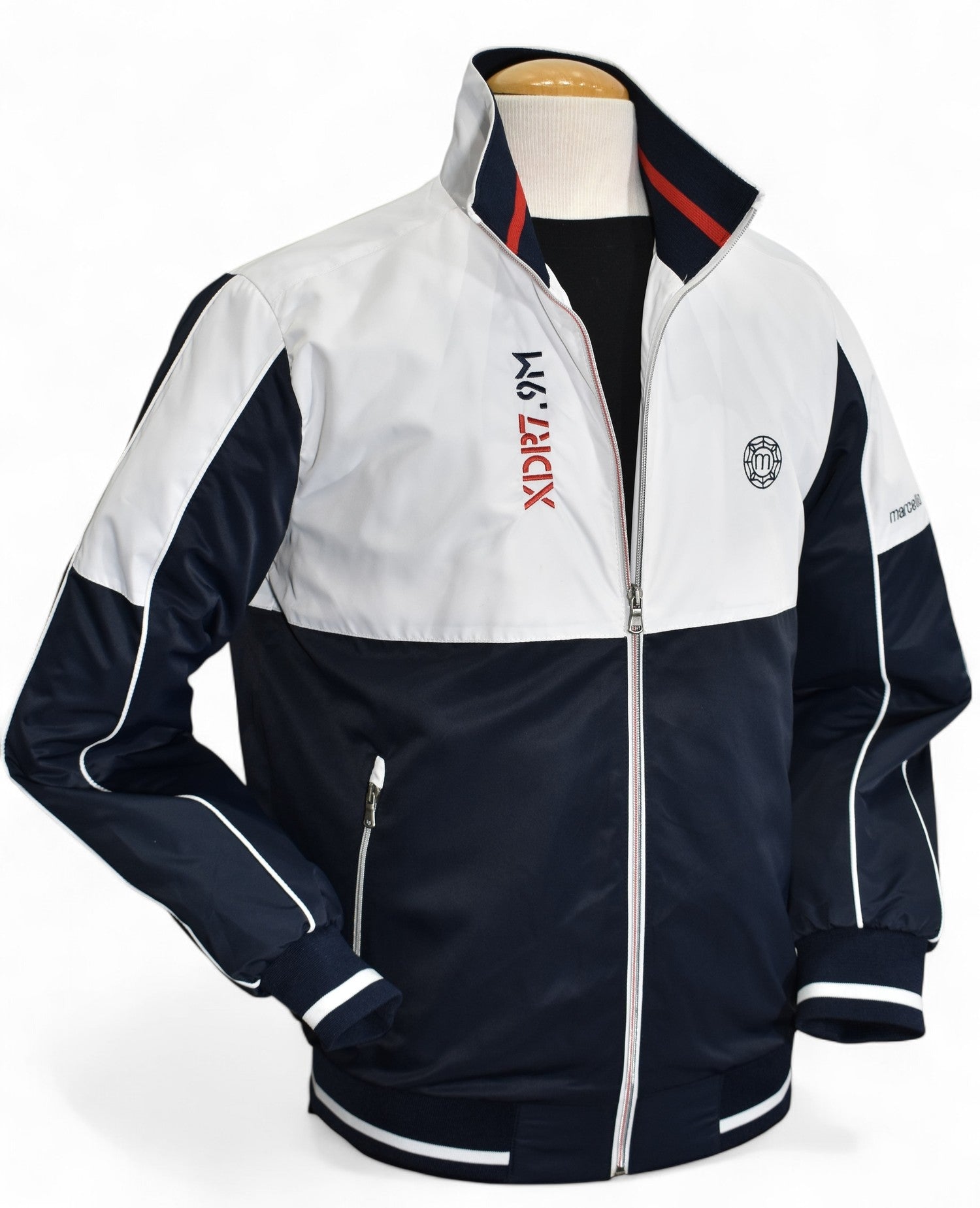Marcello nautical engineered microfiber bomber.