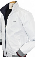 Marcello white windbreaker reversible to navy.