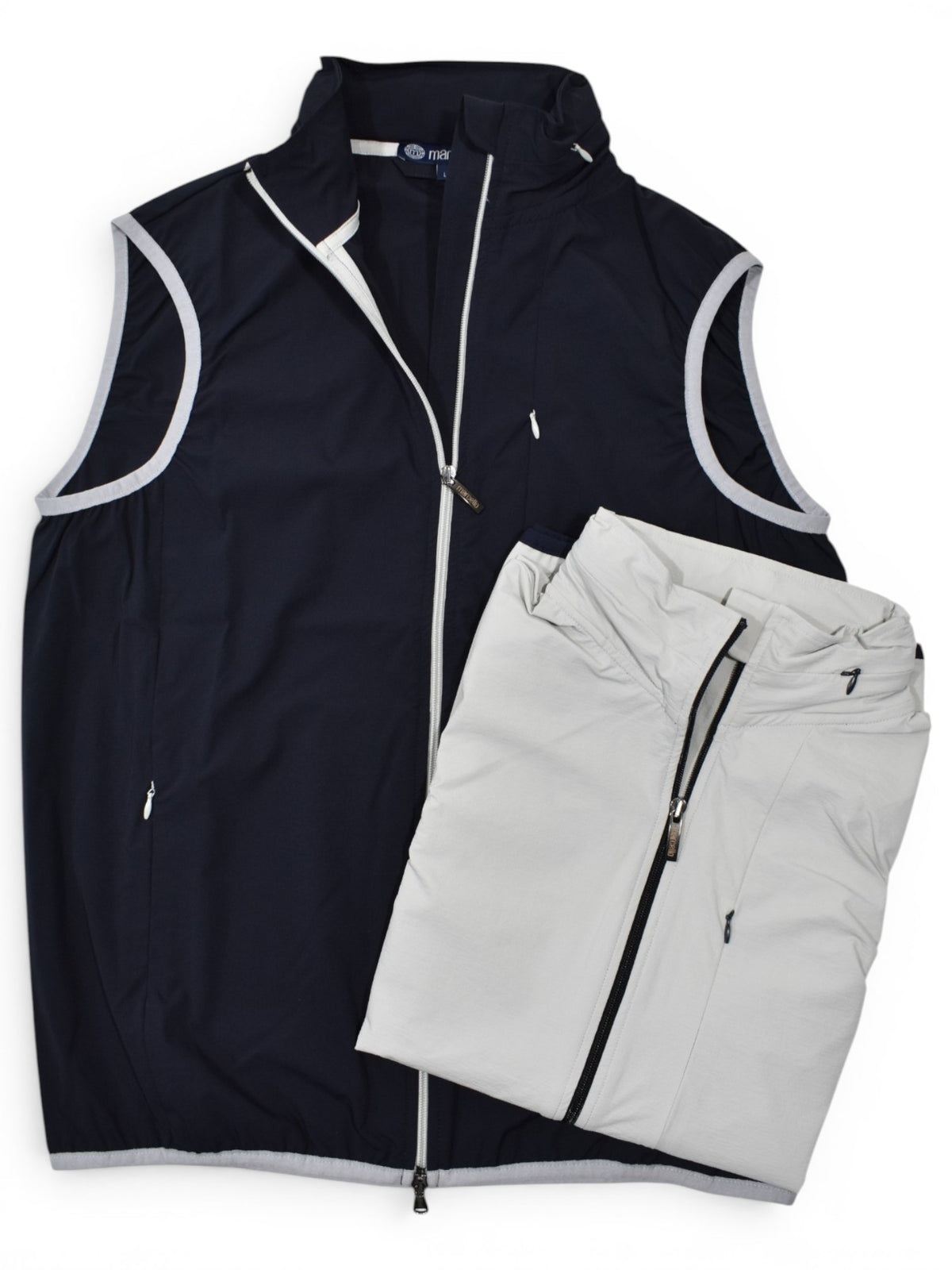 Marcello Ivory two way zip vest.